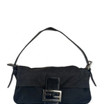Fendi Black Nylon Mamma Baguette Handbag