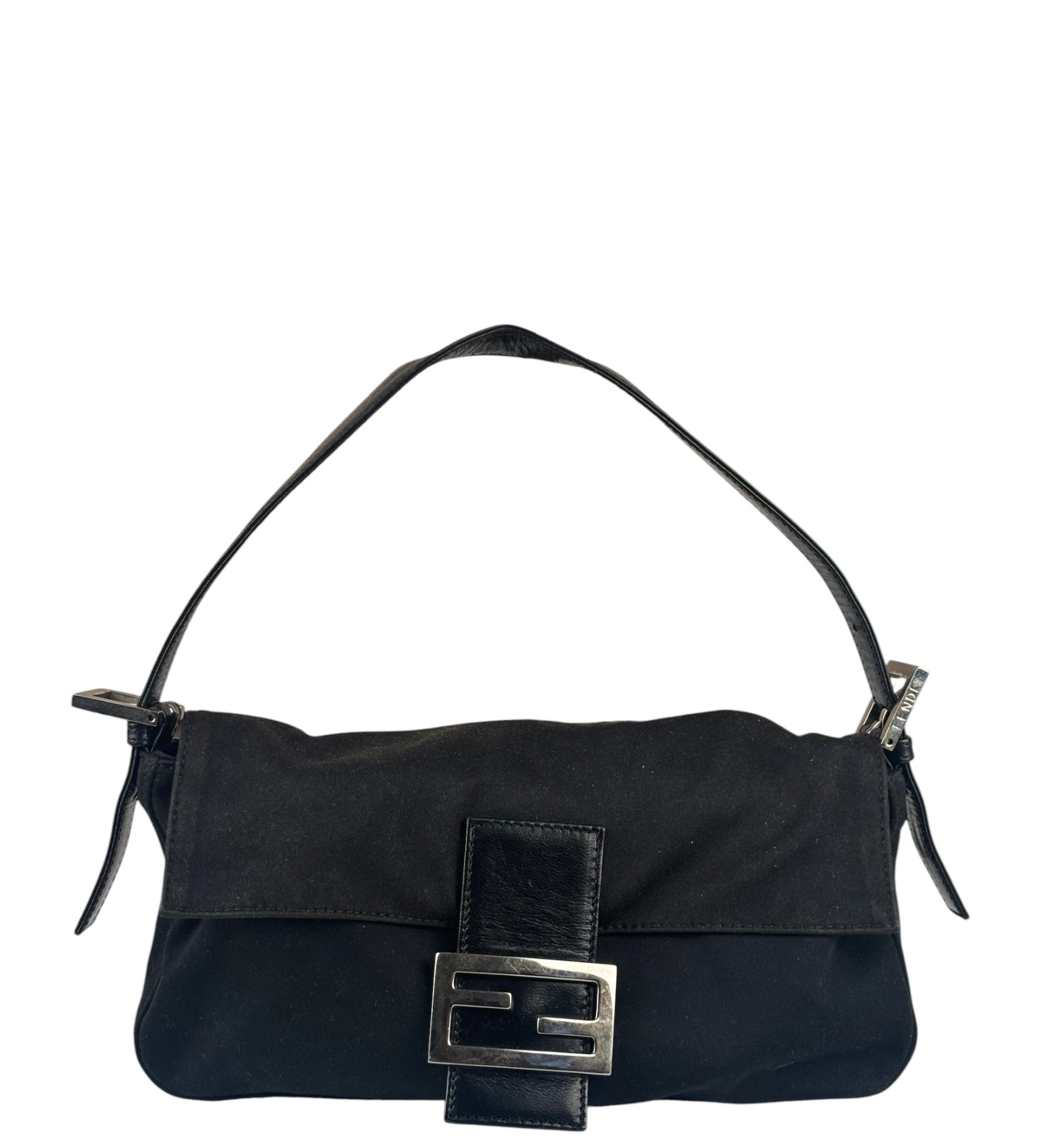 Fendi Black Nylon Mamma Baguette Handbag