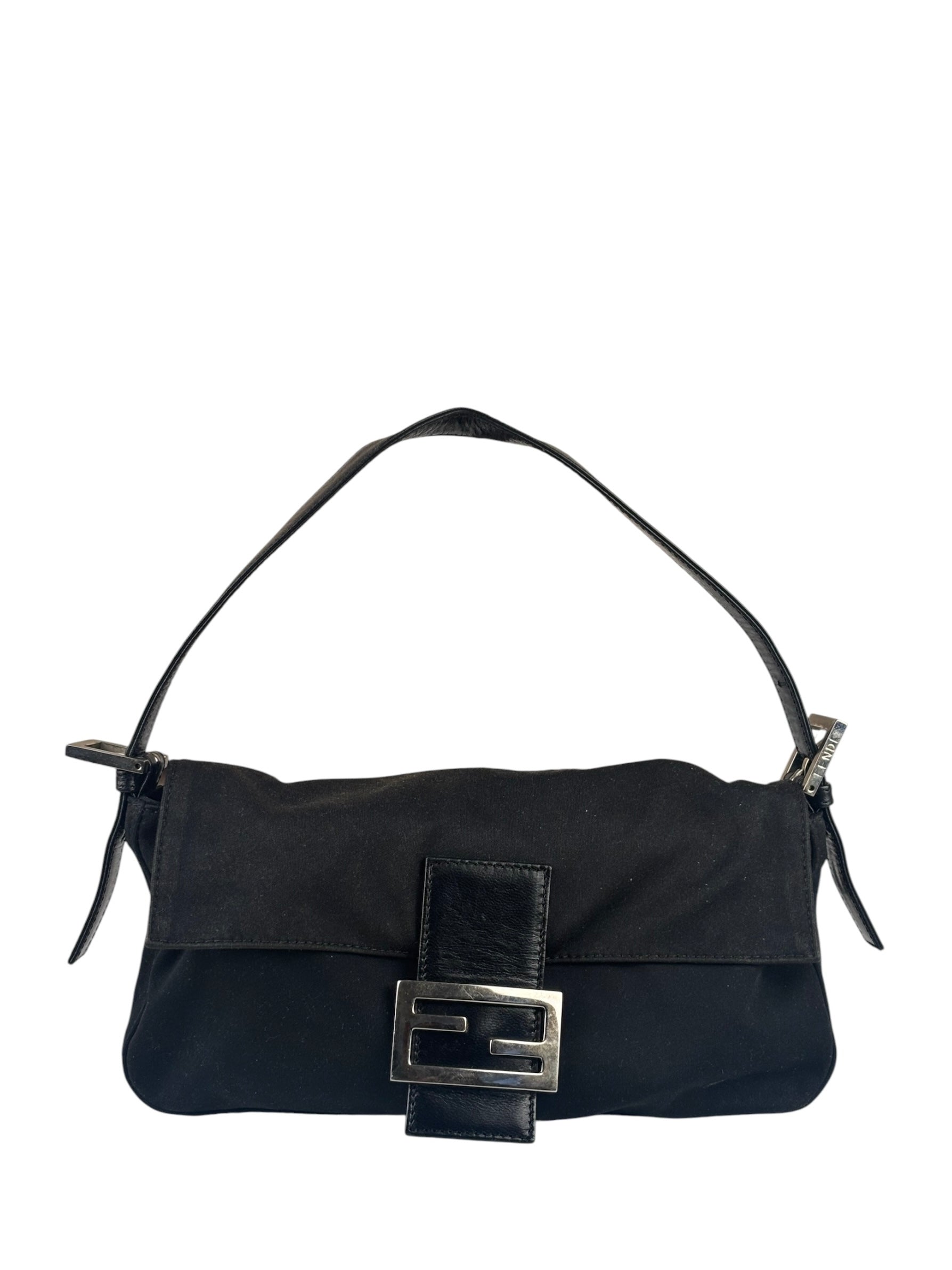 Fendi Black Nylon Mamma Baguette Handbag