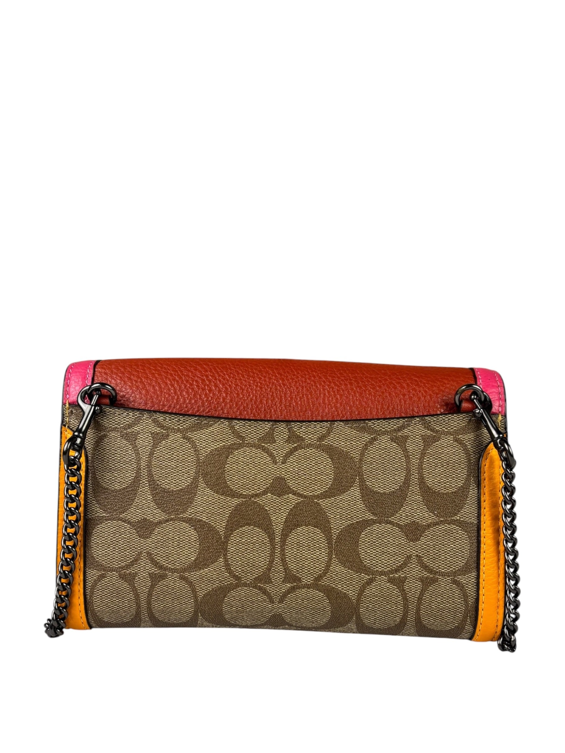 Coach Colorblock Leather Jade Wallet On Chain