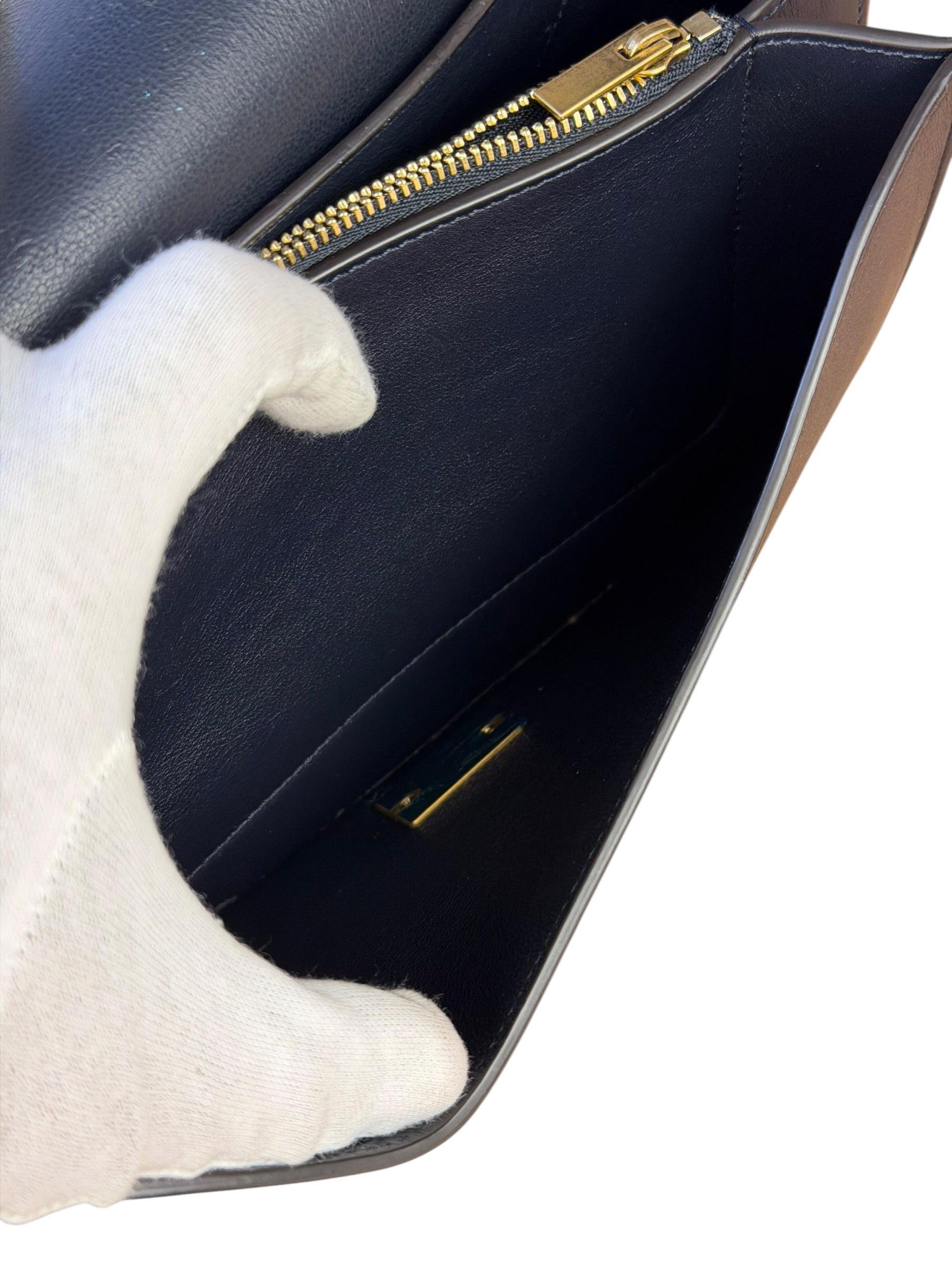 Celine Navy Blue/Burgundy Medium Frame Shoulder Bag