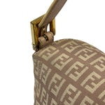 Fendi Rose Beige  Leather Trim Zucca Baguette