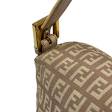 Fendi Rose Beige  Leather Trim Zucca Baguette