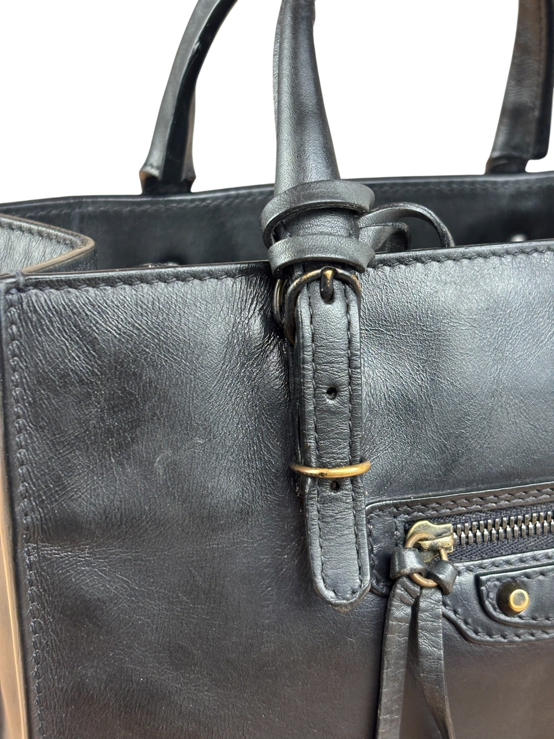 Balenciaga Black Leather Papier A4 Tote Bag
