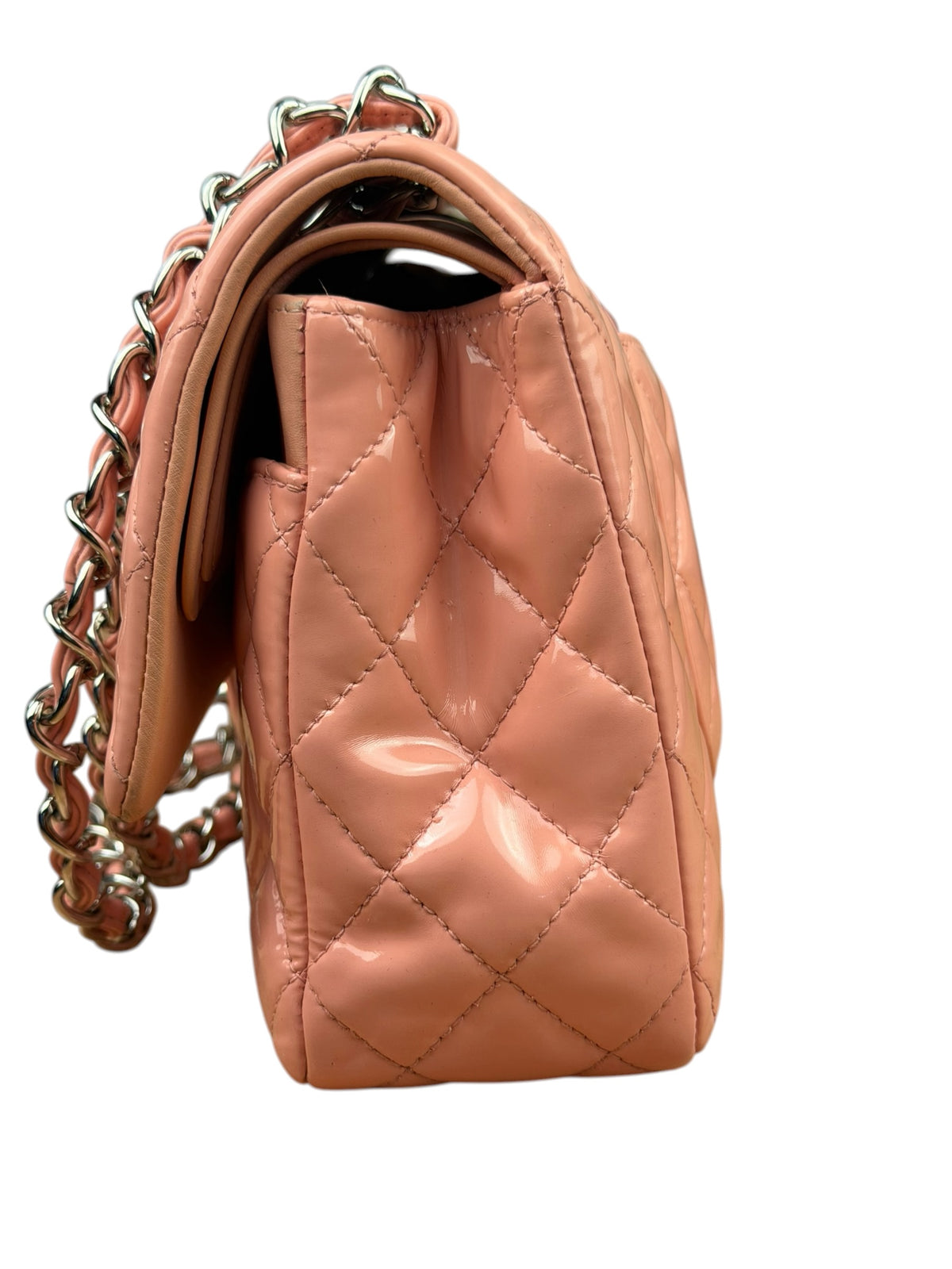 Chanel Baby Pink Quilted M Double Patent Flap 2013