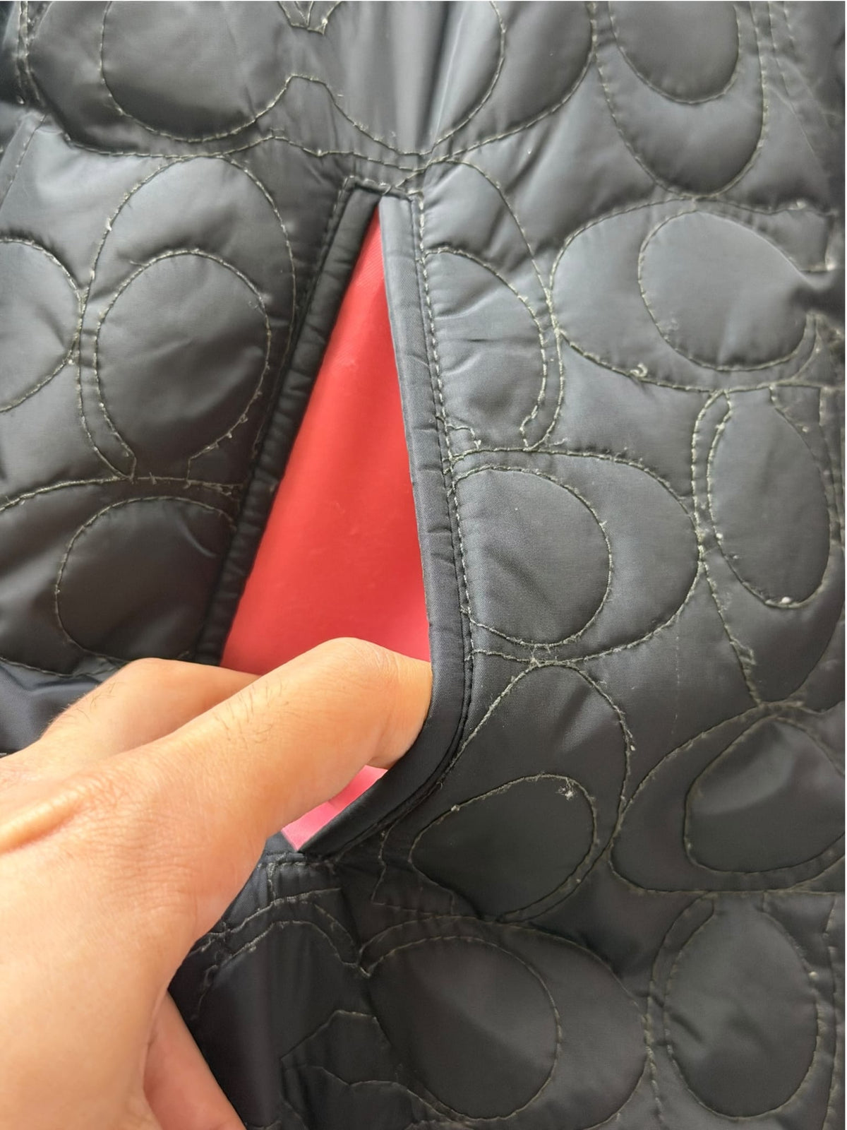 Coach Signature Anagram Quilted Coat Black
