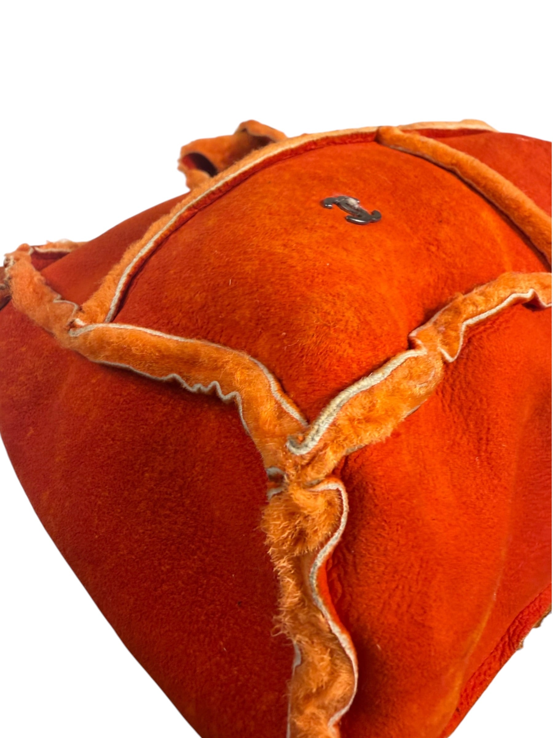 Chanel Orange Suede Shearling Patchwork Shoulder Bag 2001