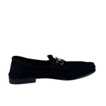Gucci Black Suede Horsebit Loafers