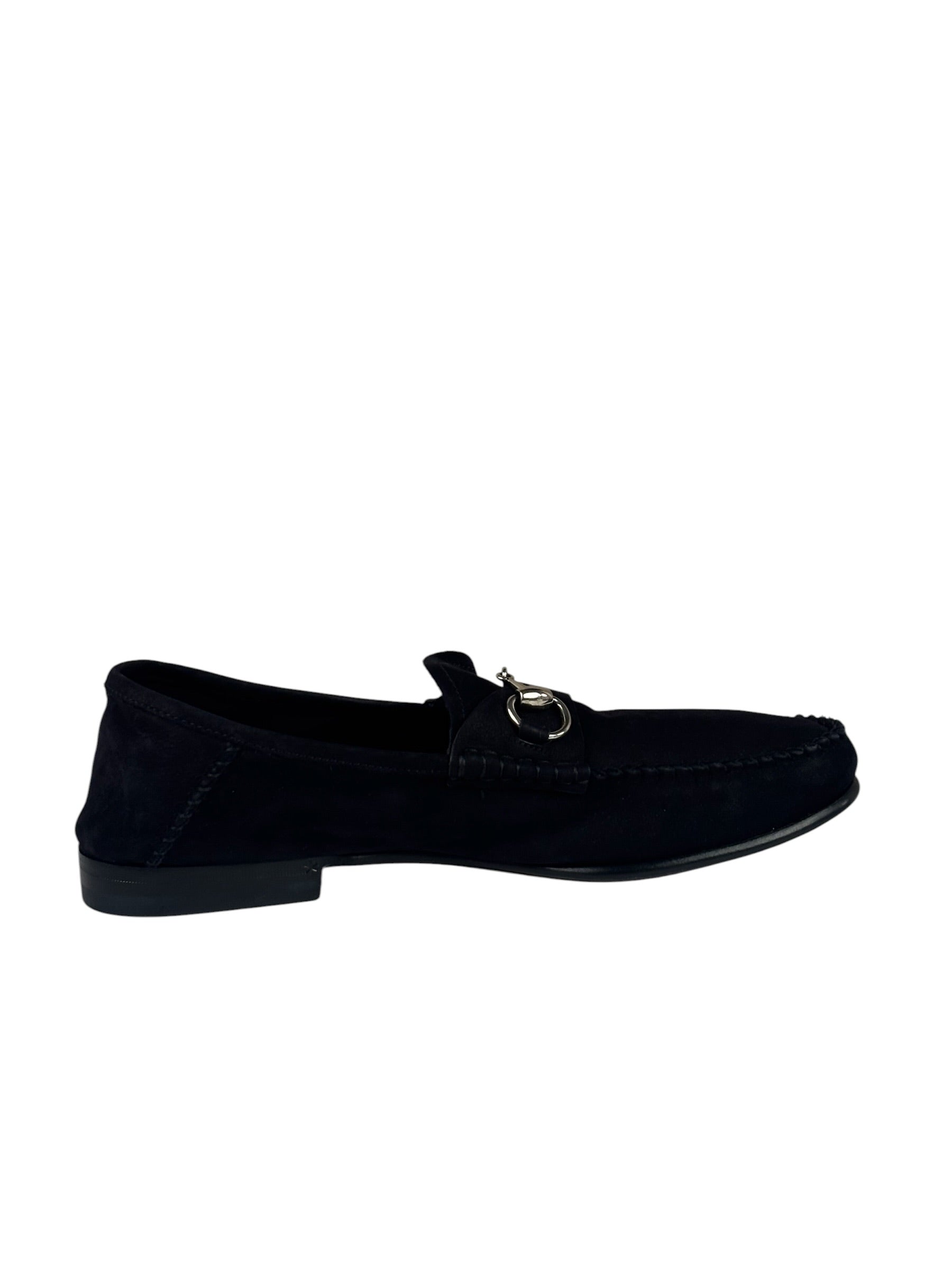 Gucci Black Suede Horsebit Loafers