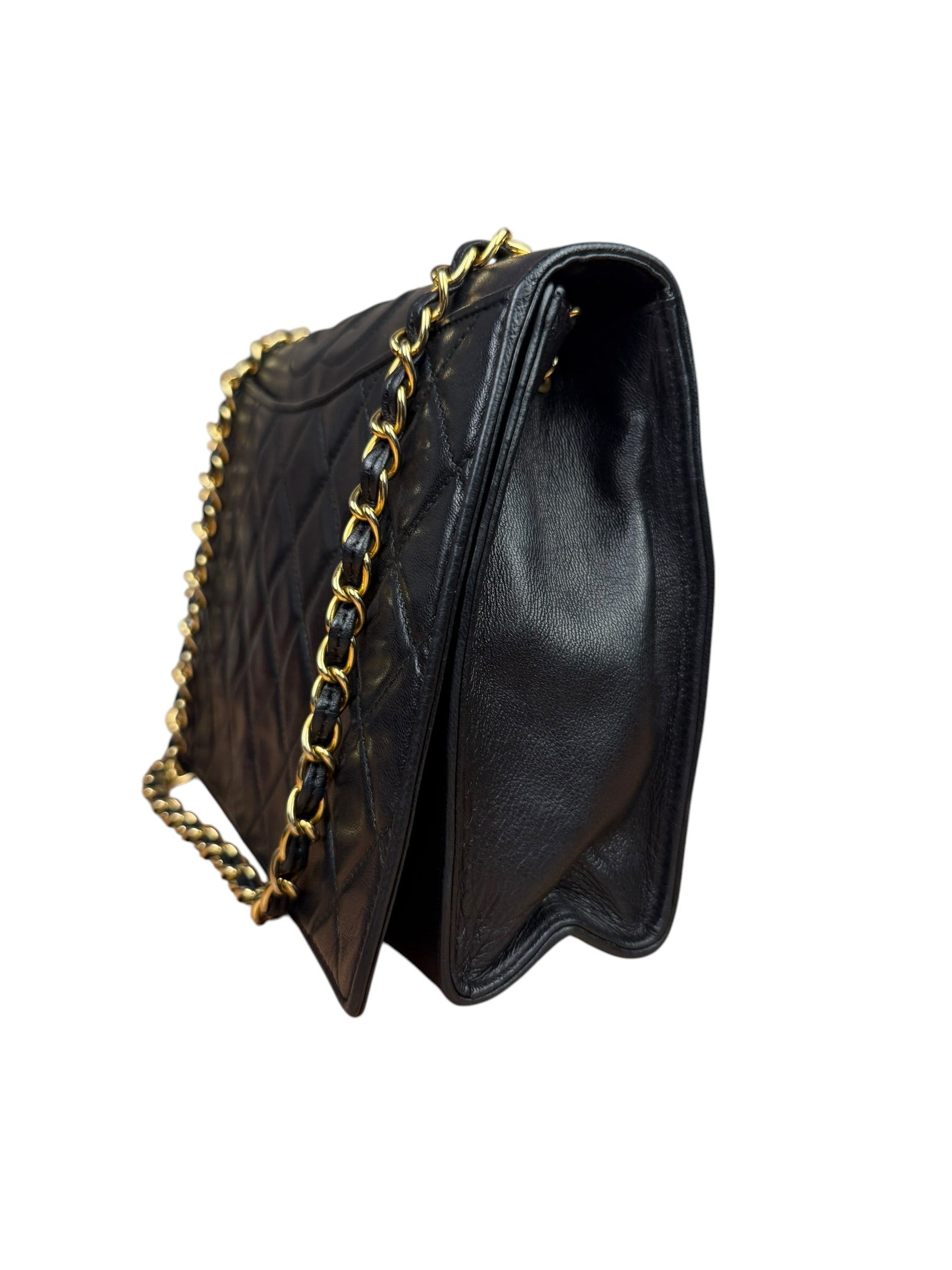 Chanel Black Diamond Stitch CC Timeless Chain Flap Bag '89-'91