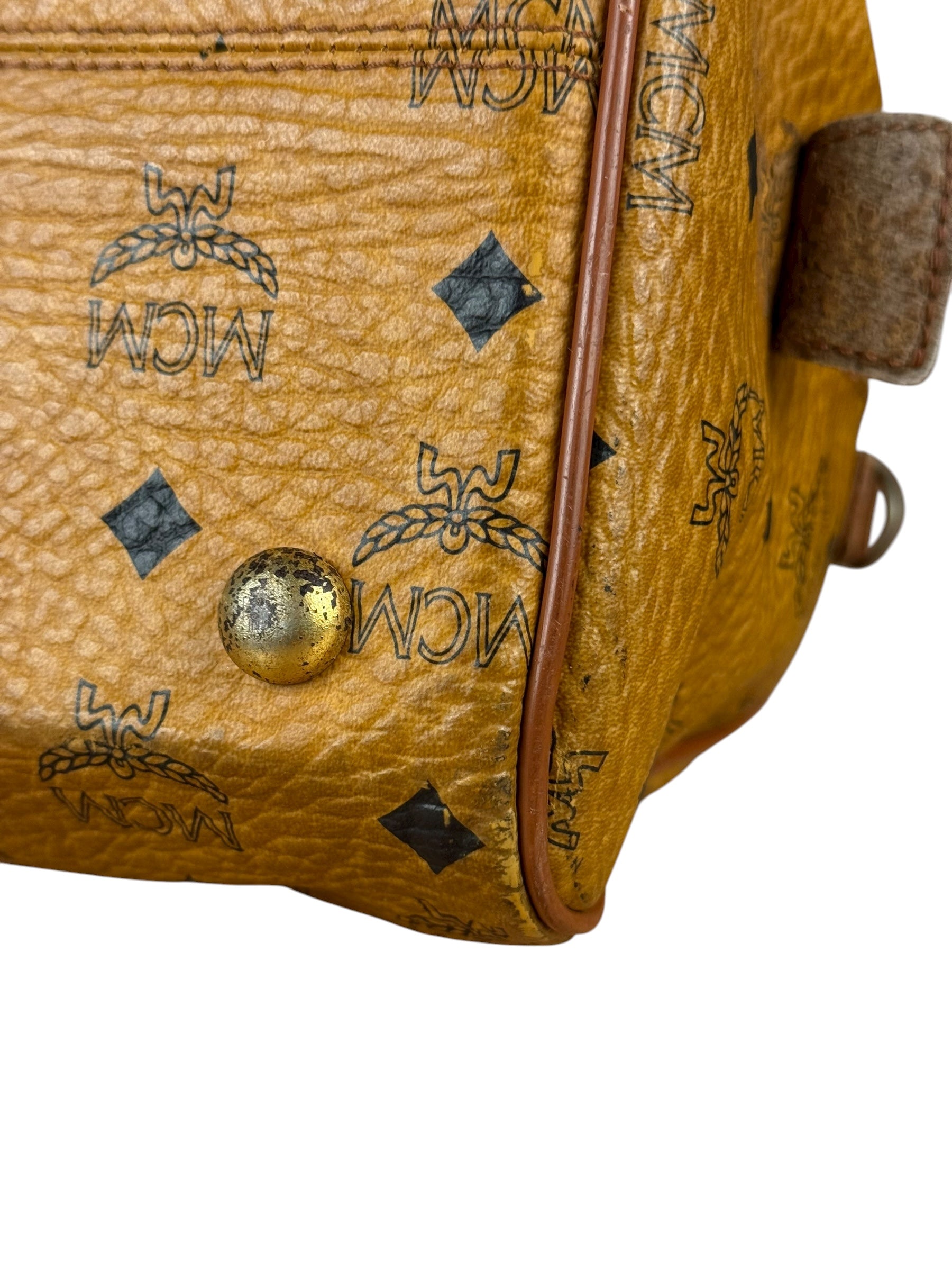 MCM Vintage Leather Logo Boston Handbag