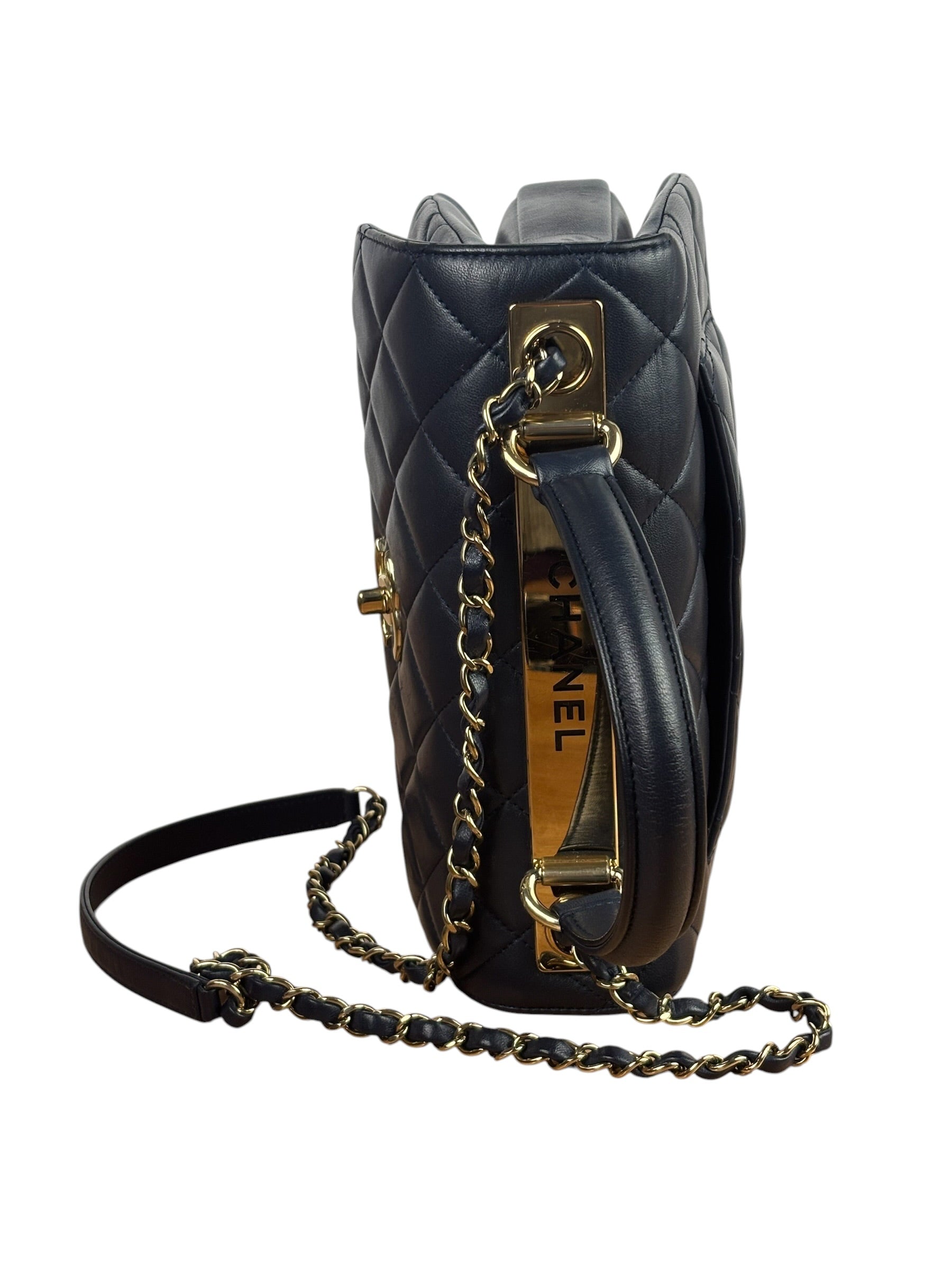 Chanel Navy Quilted Lambskin Small Trendy Flap Bag