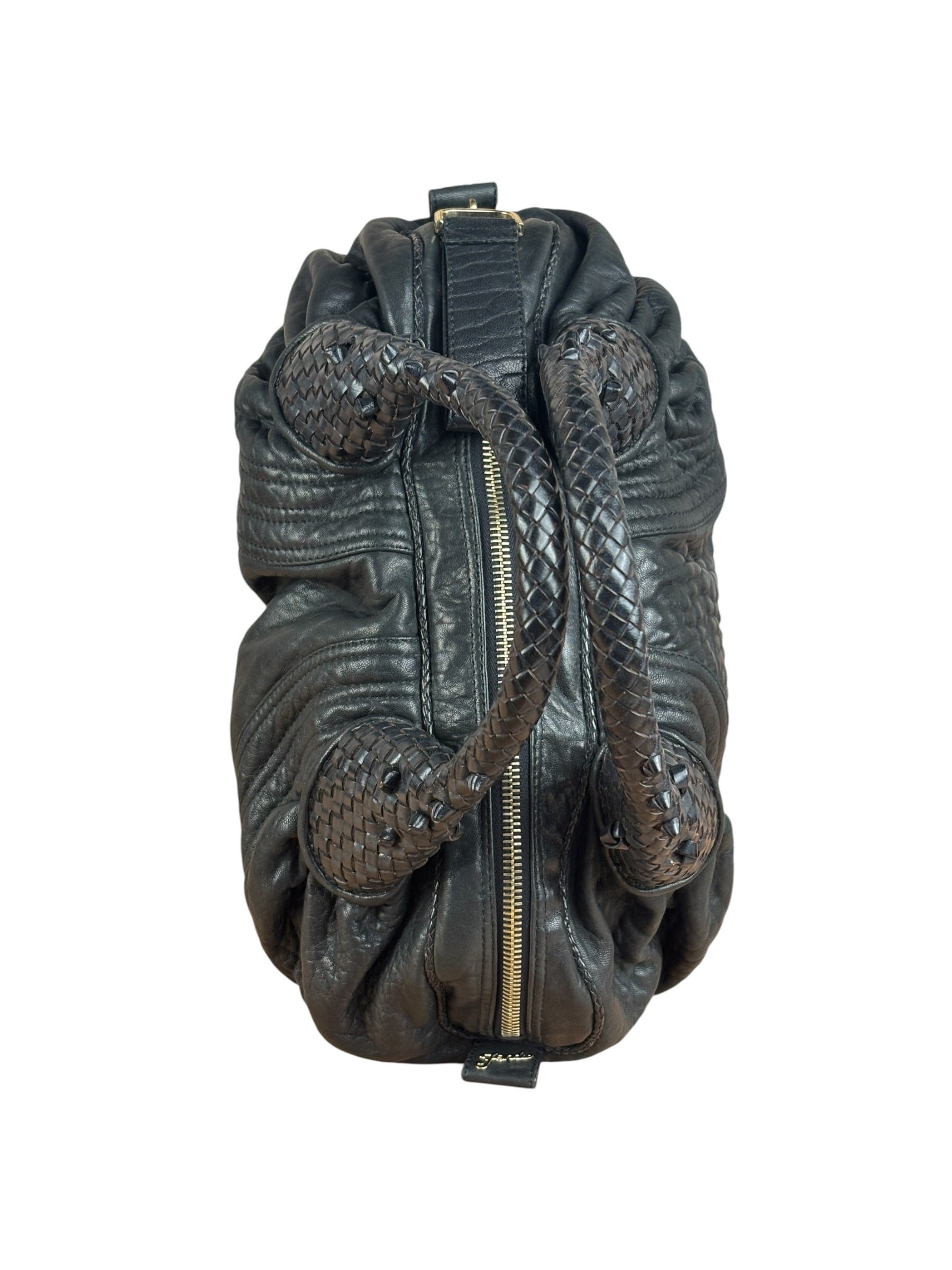 Fendi Vintage Black Leather Spy Hobo Bag
