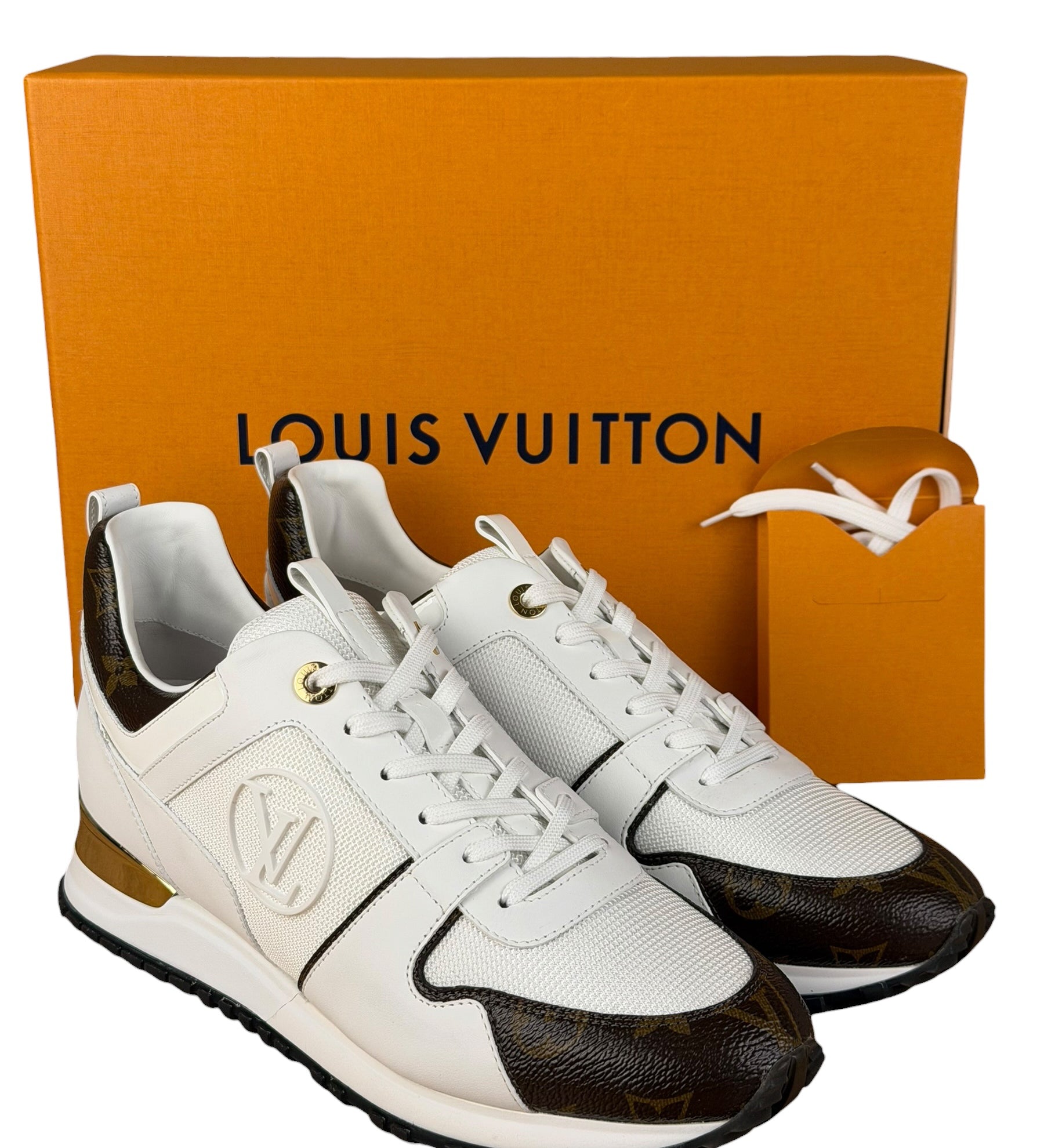 Louis Vuitton White/Brown Run Away Sneakers