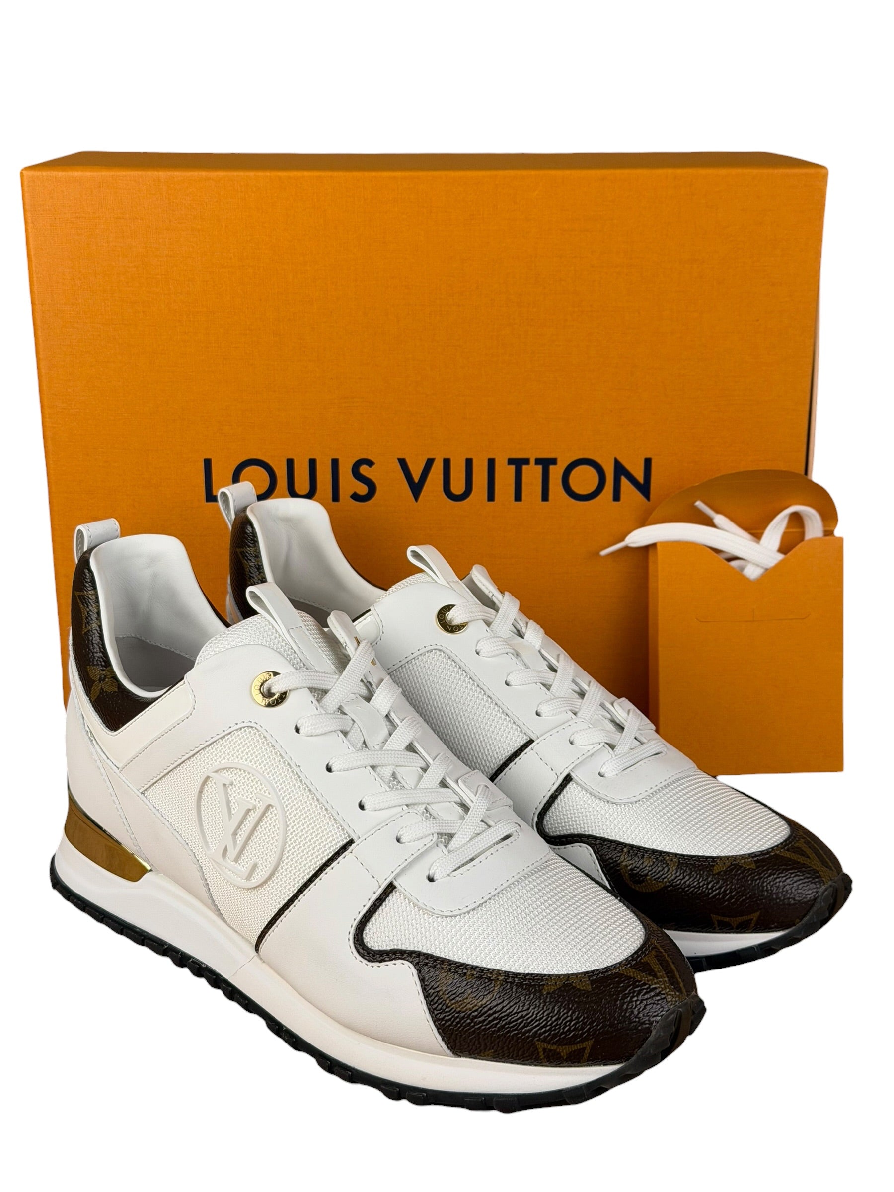 Louis Vuitton White/Brown Run Away Sneakers