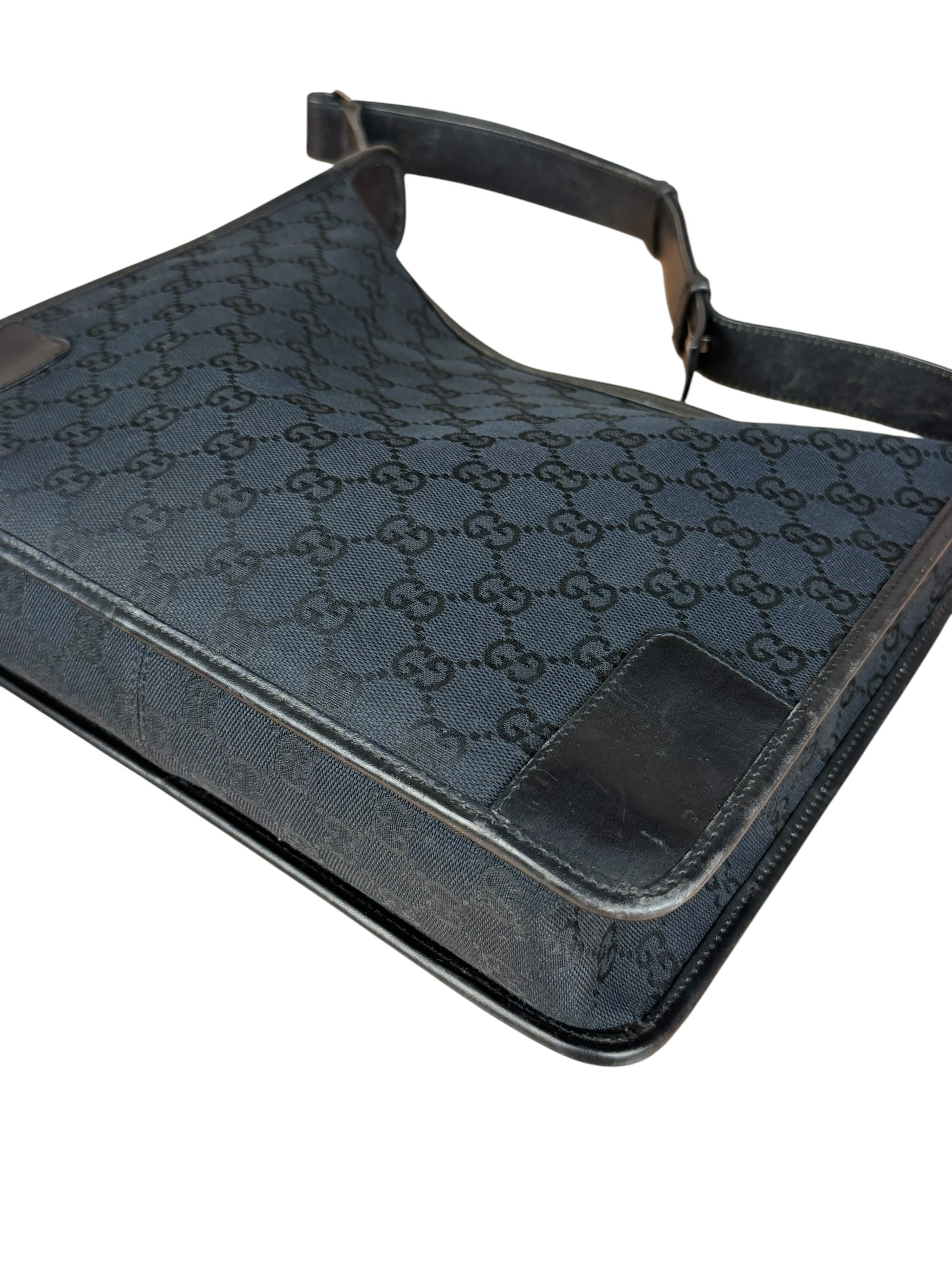 Gucci Vintage Black GG Canvas Shoulder Bag
