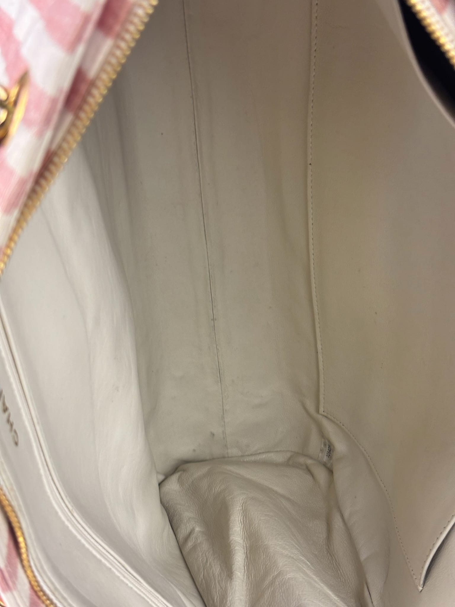 Chanel Vintage Pink/Cream Denim Maxi Stripped Tote 1994