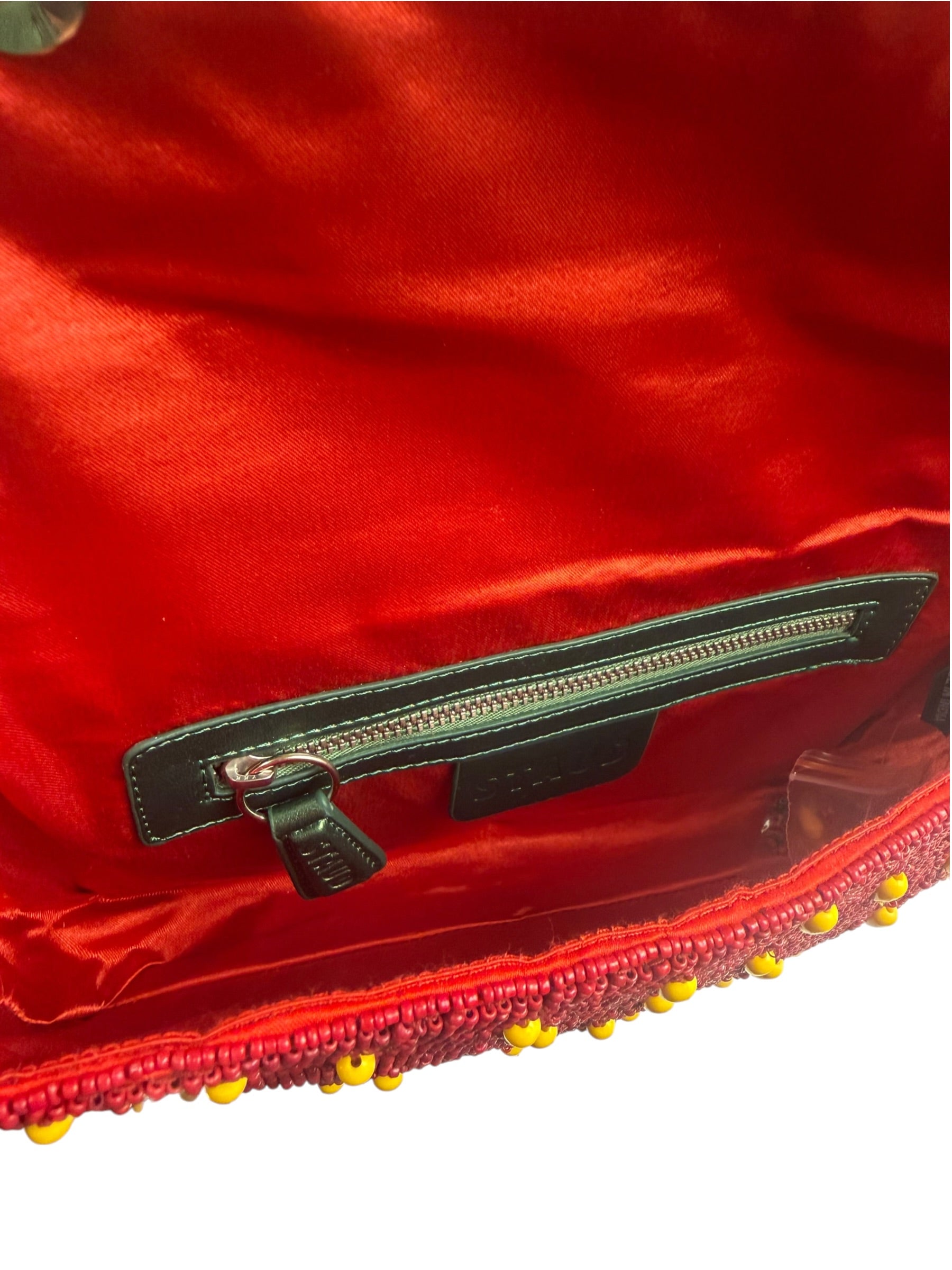 STAUD Strawberry Red Tommy Beaded Bag