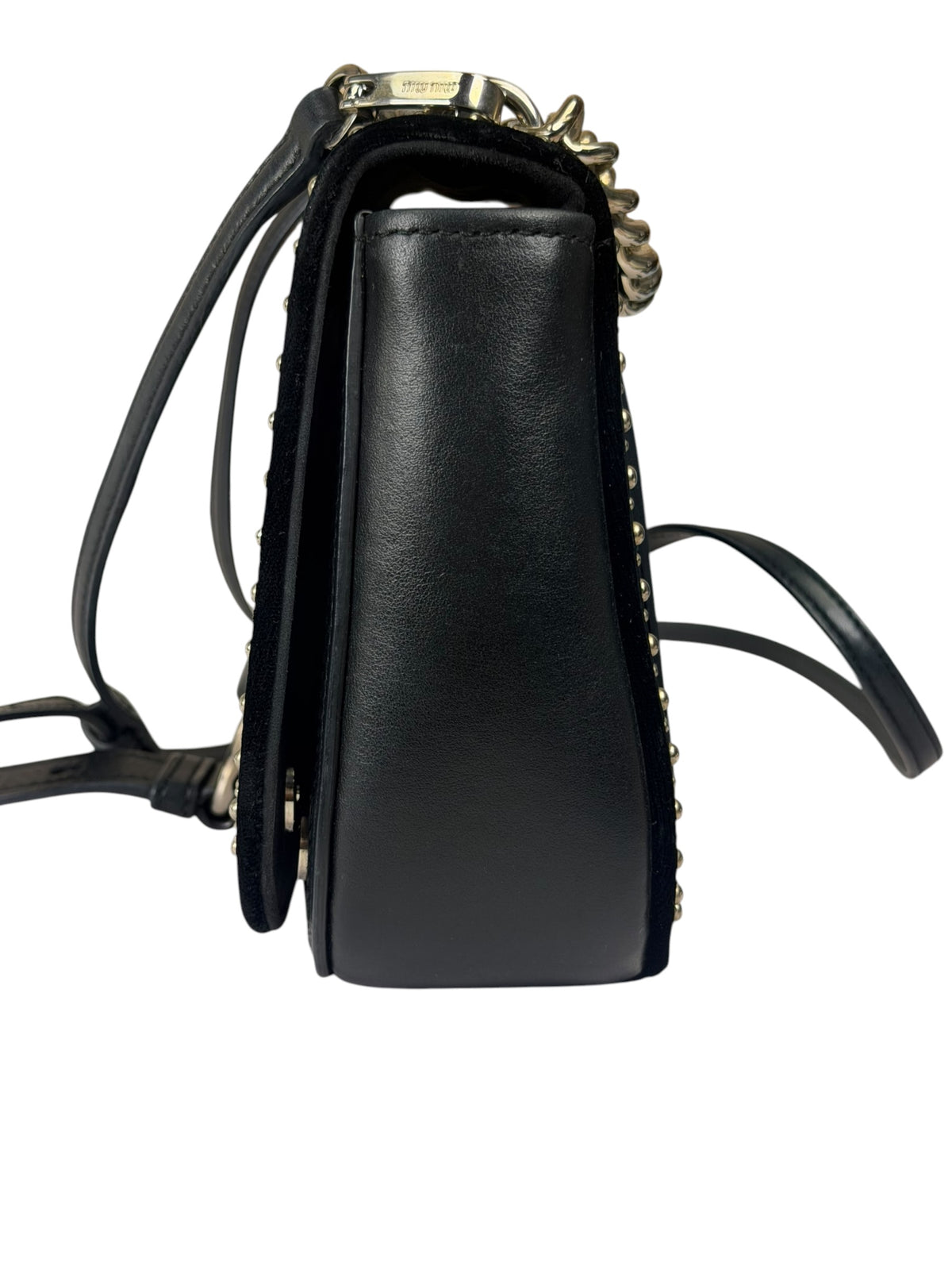 Miu Miu Dahlia Studded Black Velour Two-way Bag