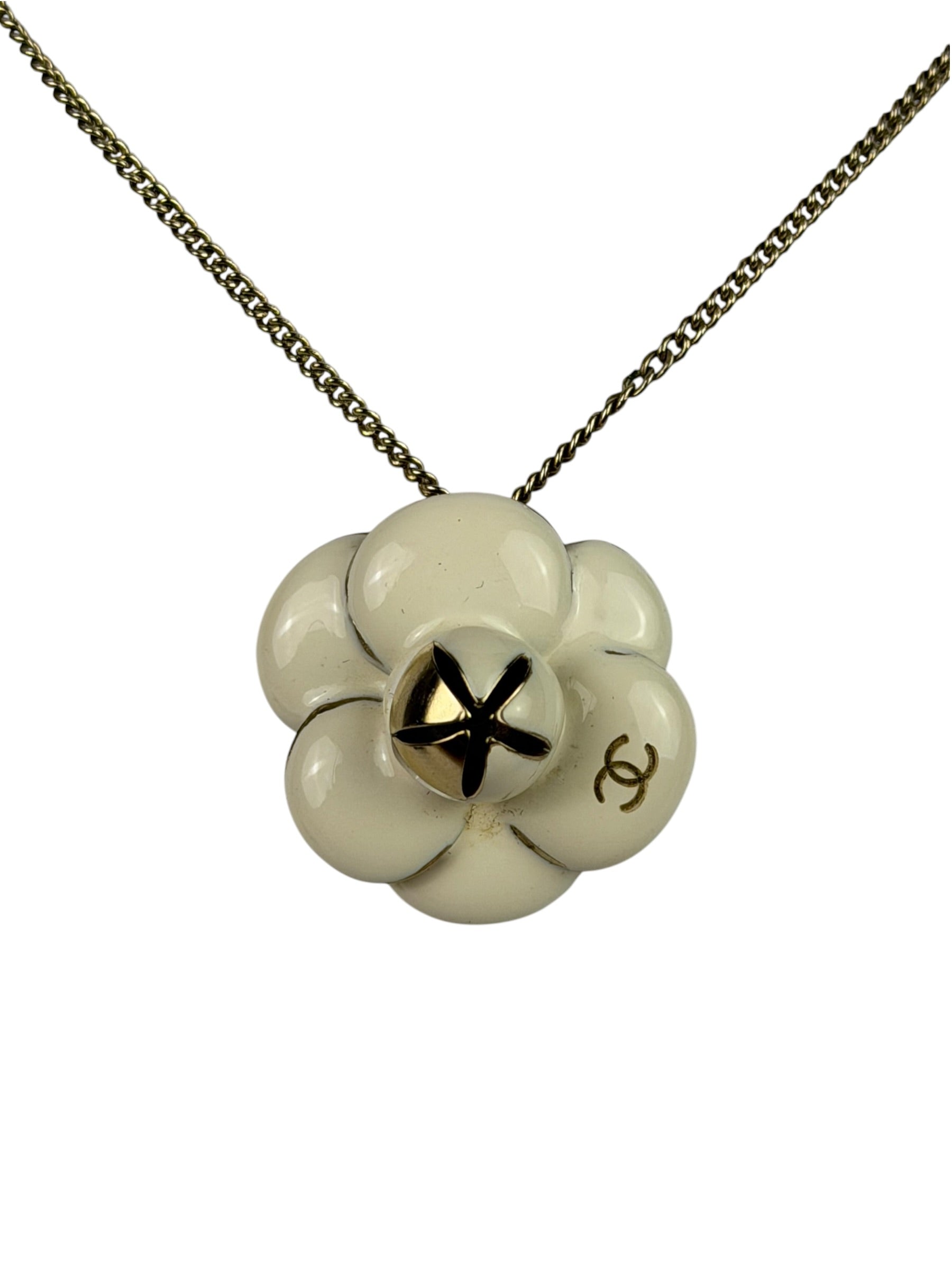 Chanel Vintage Camellia Pendant Necklace