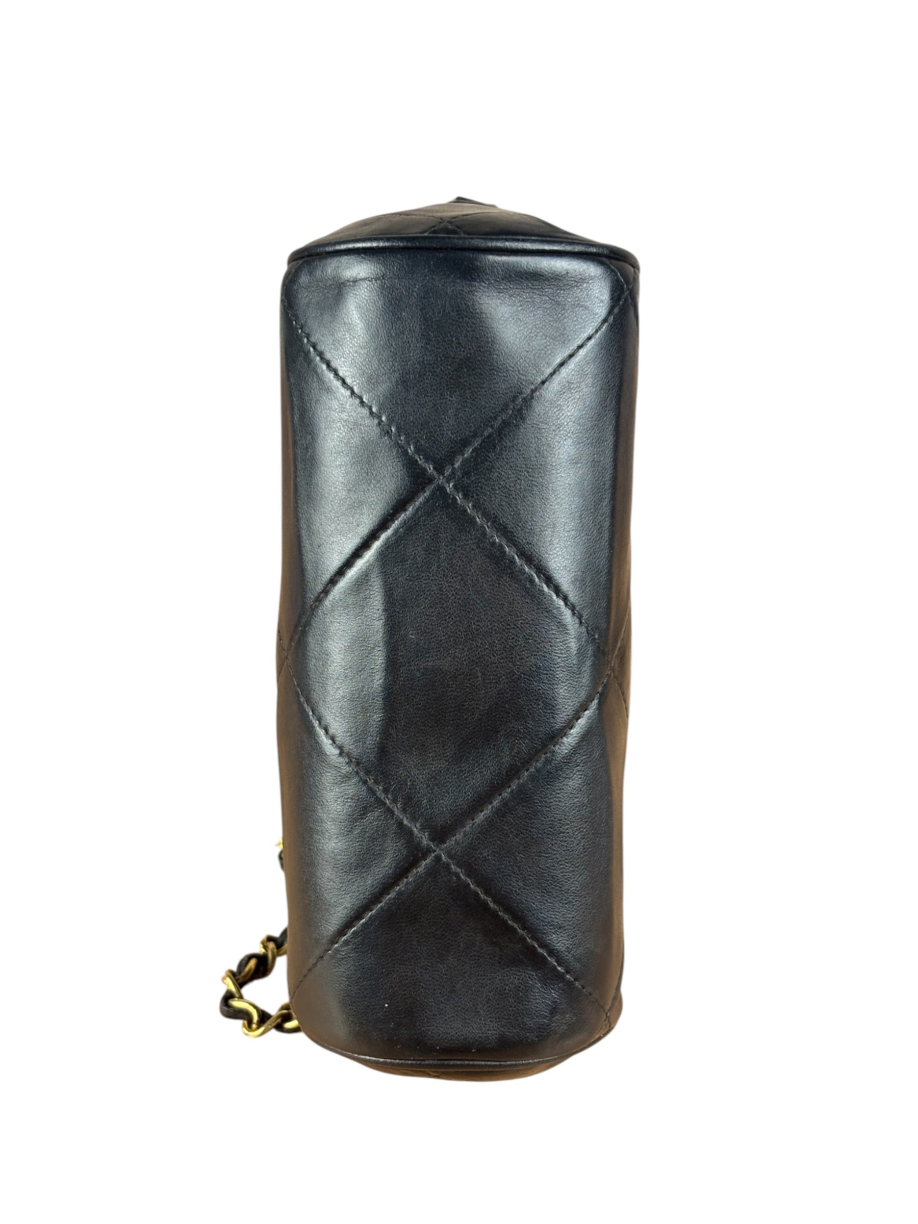 Chanel Black Quilted Leather CC Tassel Barrel Mini Chain Bag