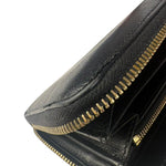 Fendi Black Leather F Logo Zip-Around Long Wallet