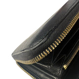 Fendi Black Leather F Logo Zip-Around Long Wallet