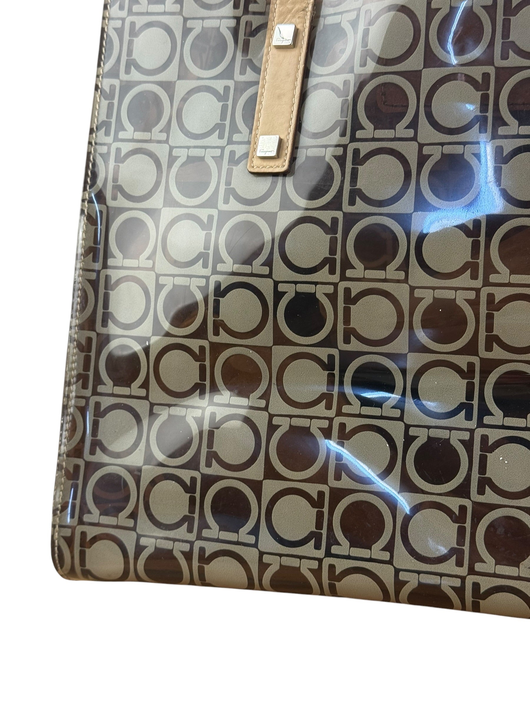 Salvatore Ferragamo Gancini Vinyl Tote/Hand Bag
