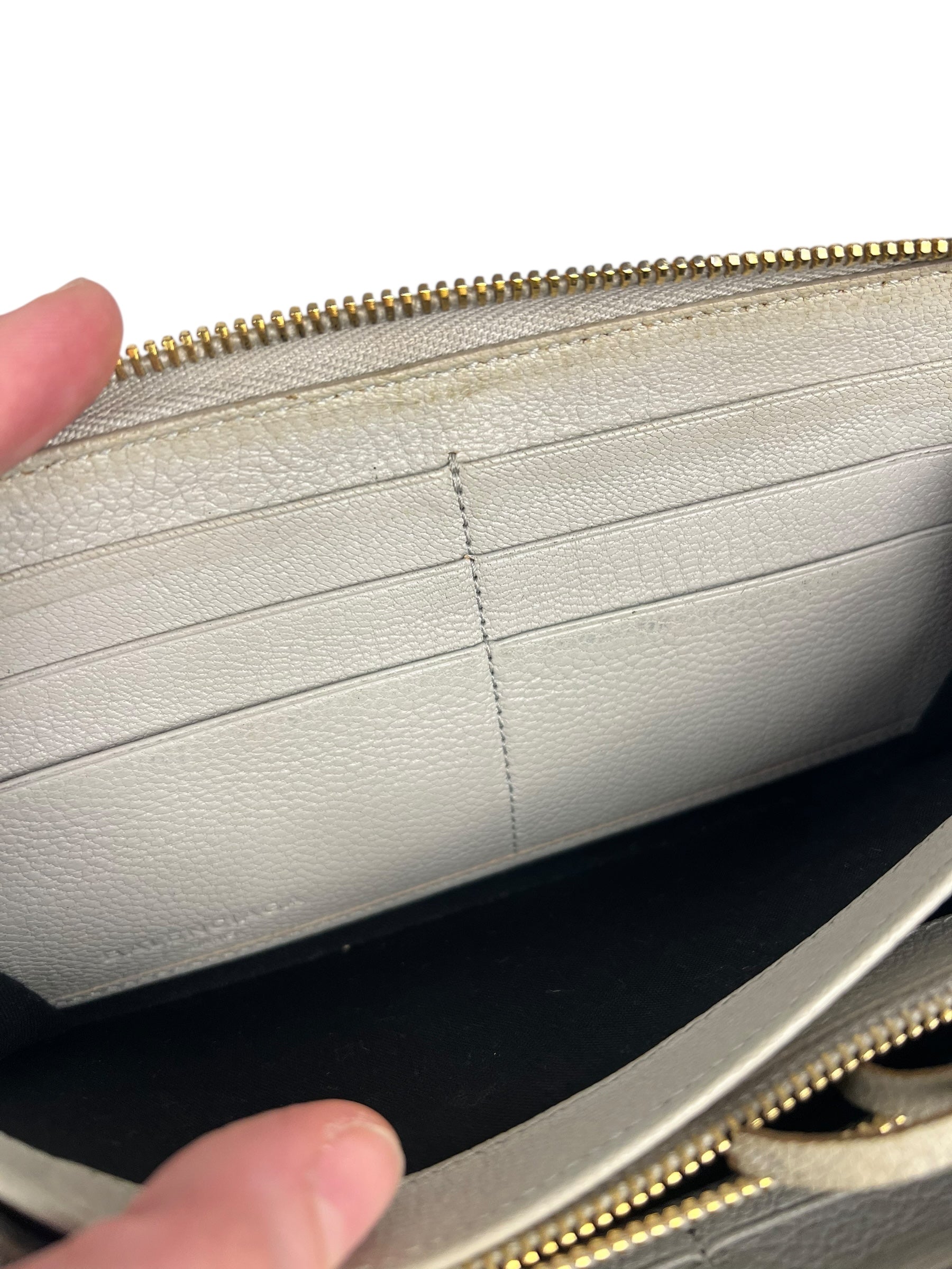 Balenciaga Grey Leather Moto Long Wallet