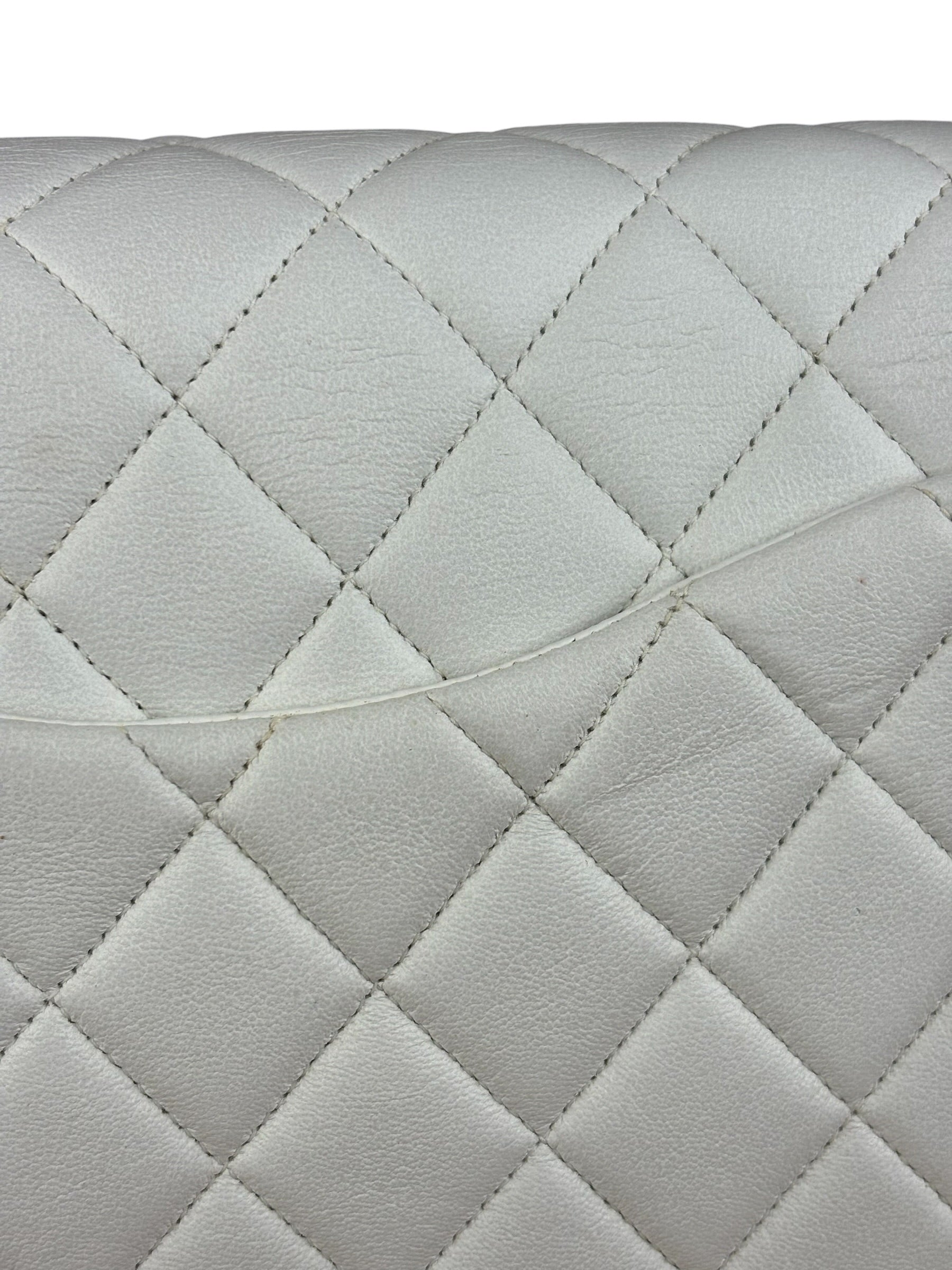 Chanel Vintage White Quilted Leather Flap Bag 1991
