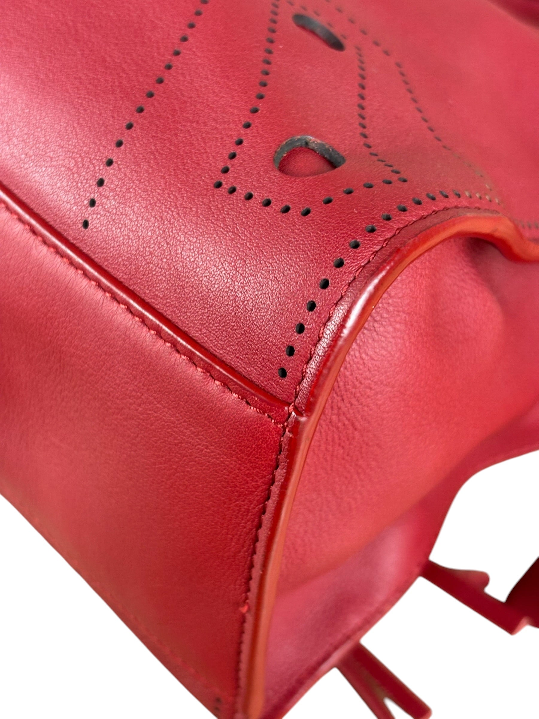 Balenciaga Red Leather Blackout City Two-Way Bag