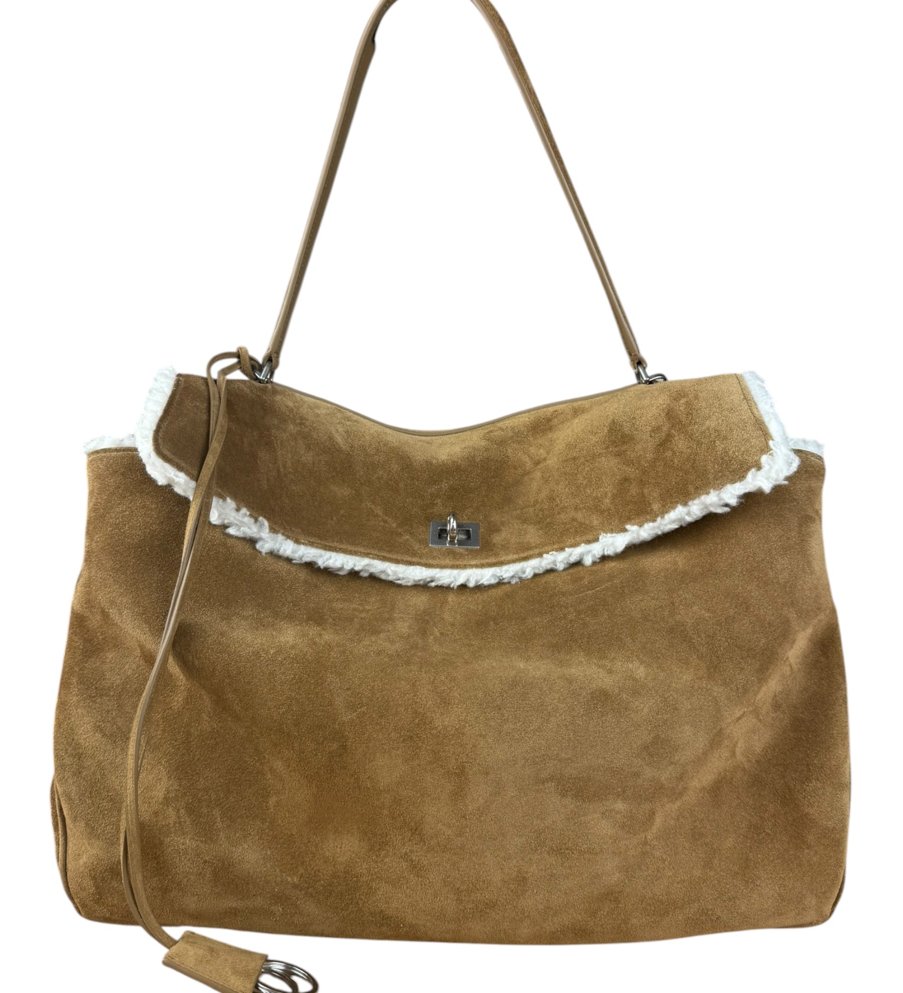 Balenciaga Rodeo Handbag Suede/Fleece Brown