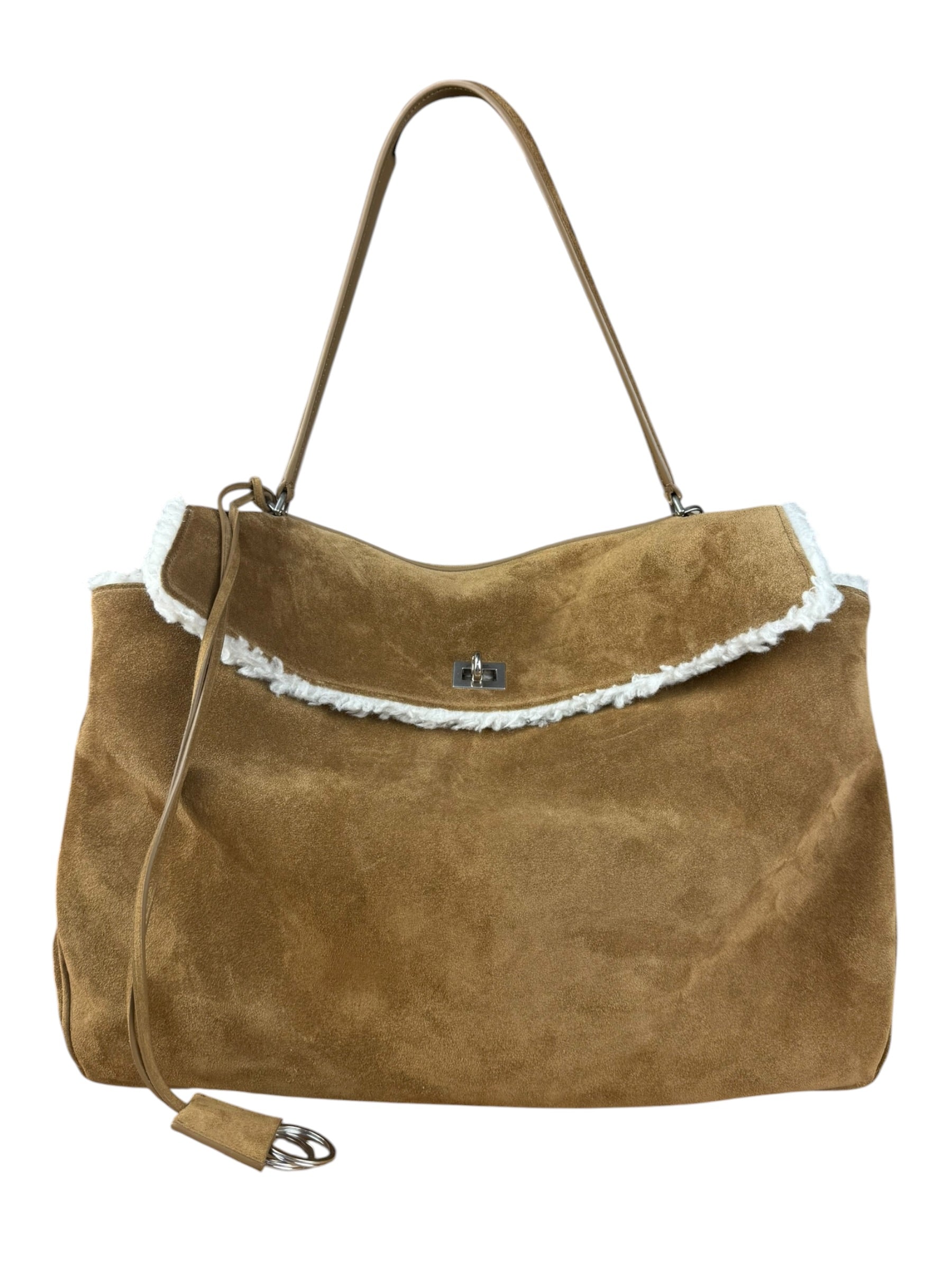 Balenciaga Rodeo Handbag Suede/Fleece Brown