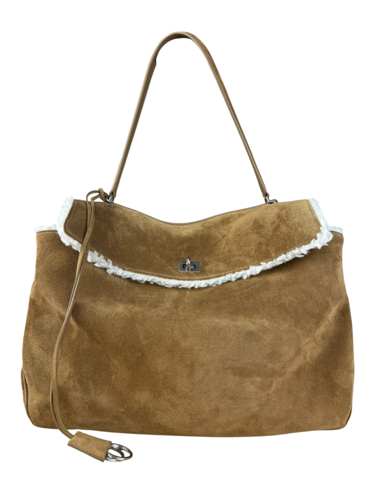 Balenciaga Rodeo Handbag Suede/Fleece Brown