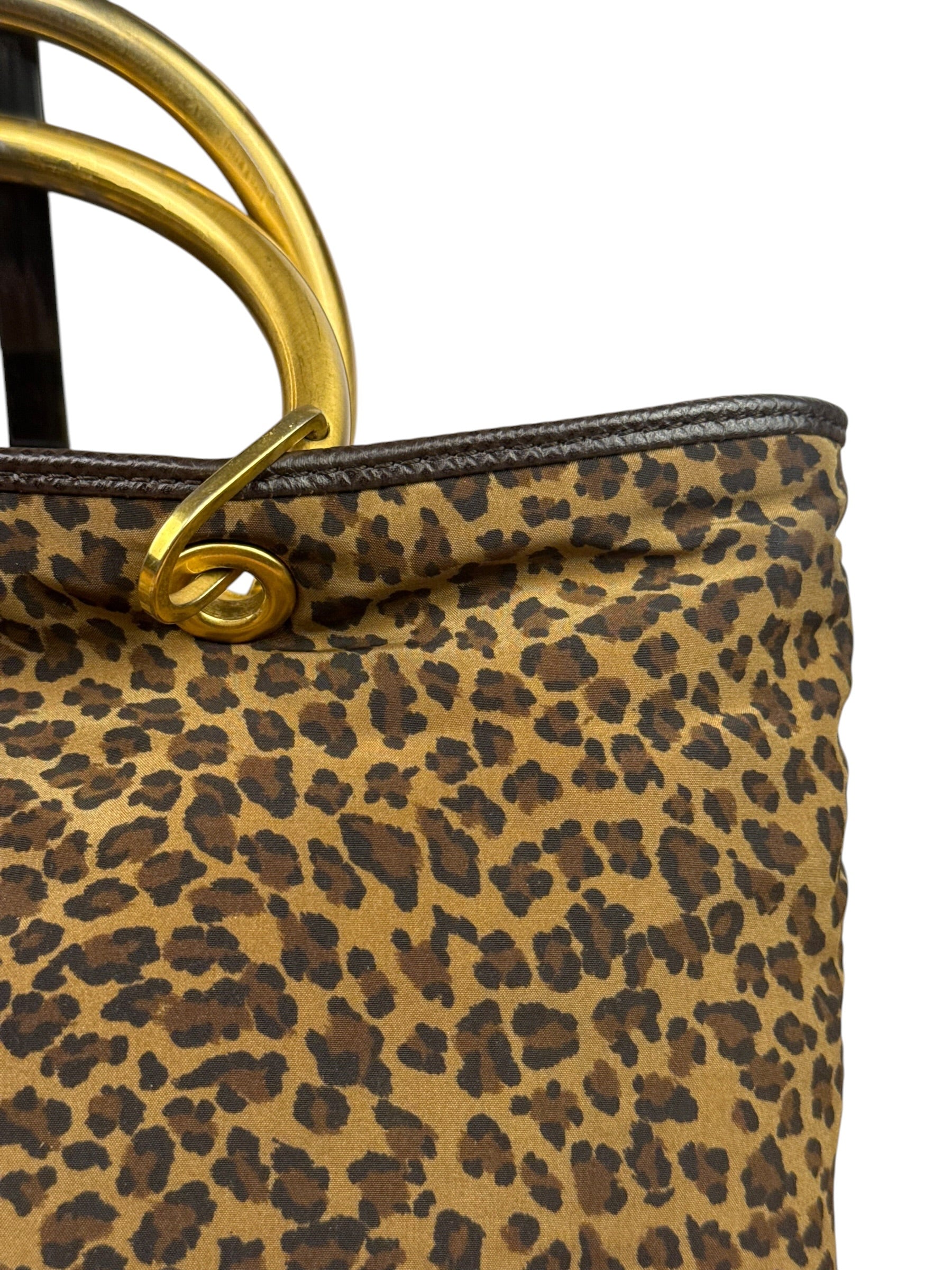Bottega Veneta Nylon Leopard Print Handbag