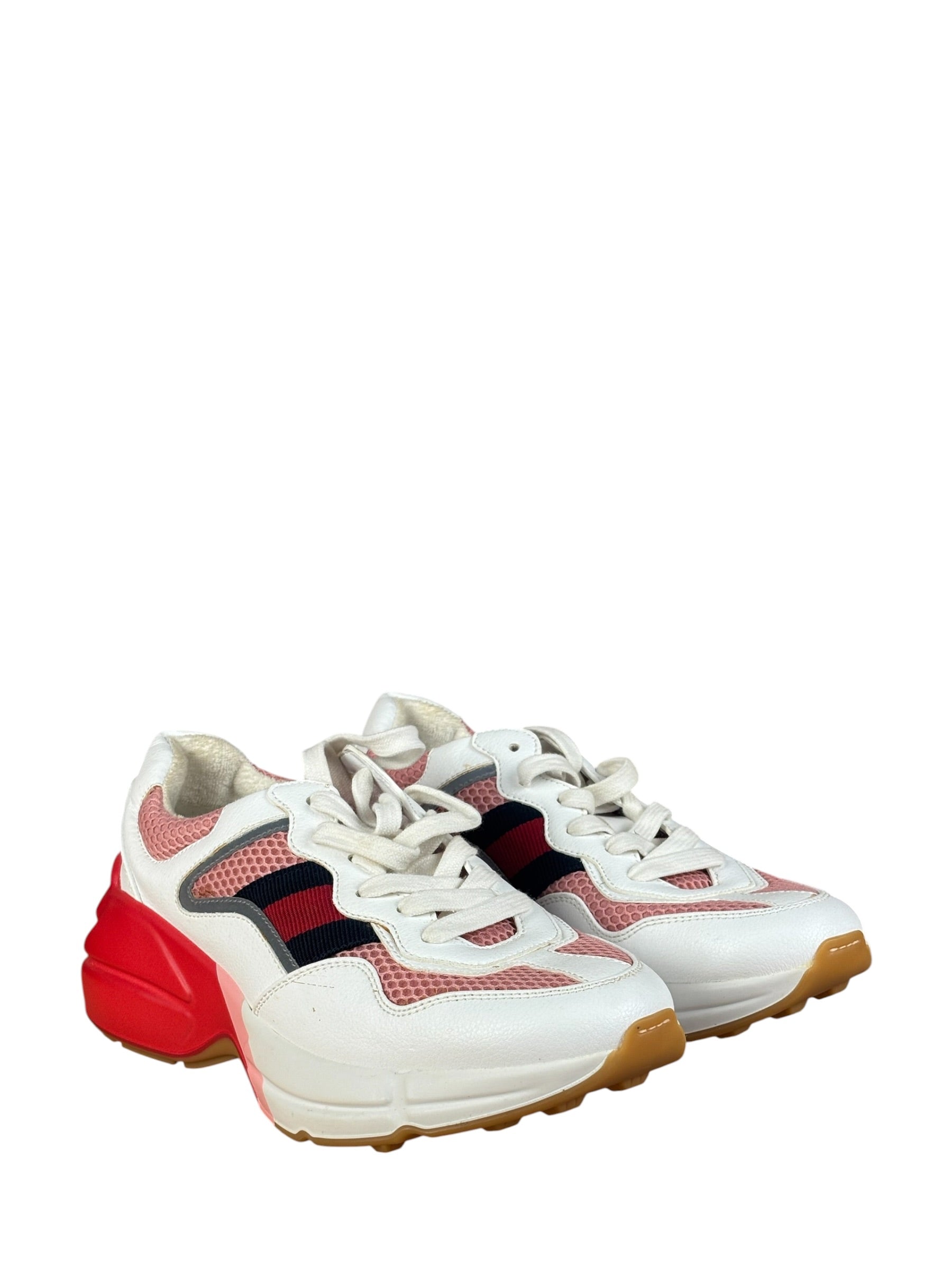 Gucci White Pink Reflective Mesh/Leather Chunky Sneaker