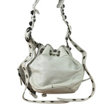 Balenciaga White Leather Le Cagole Bucket Shoulder Bag
