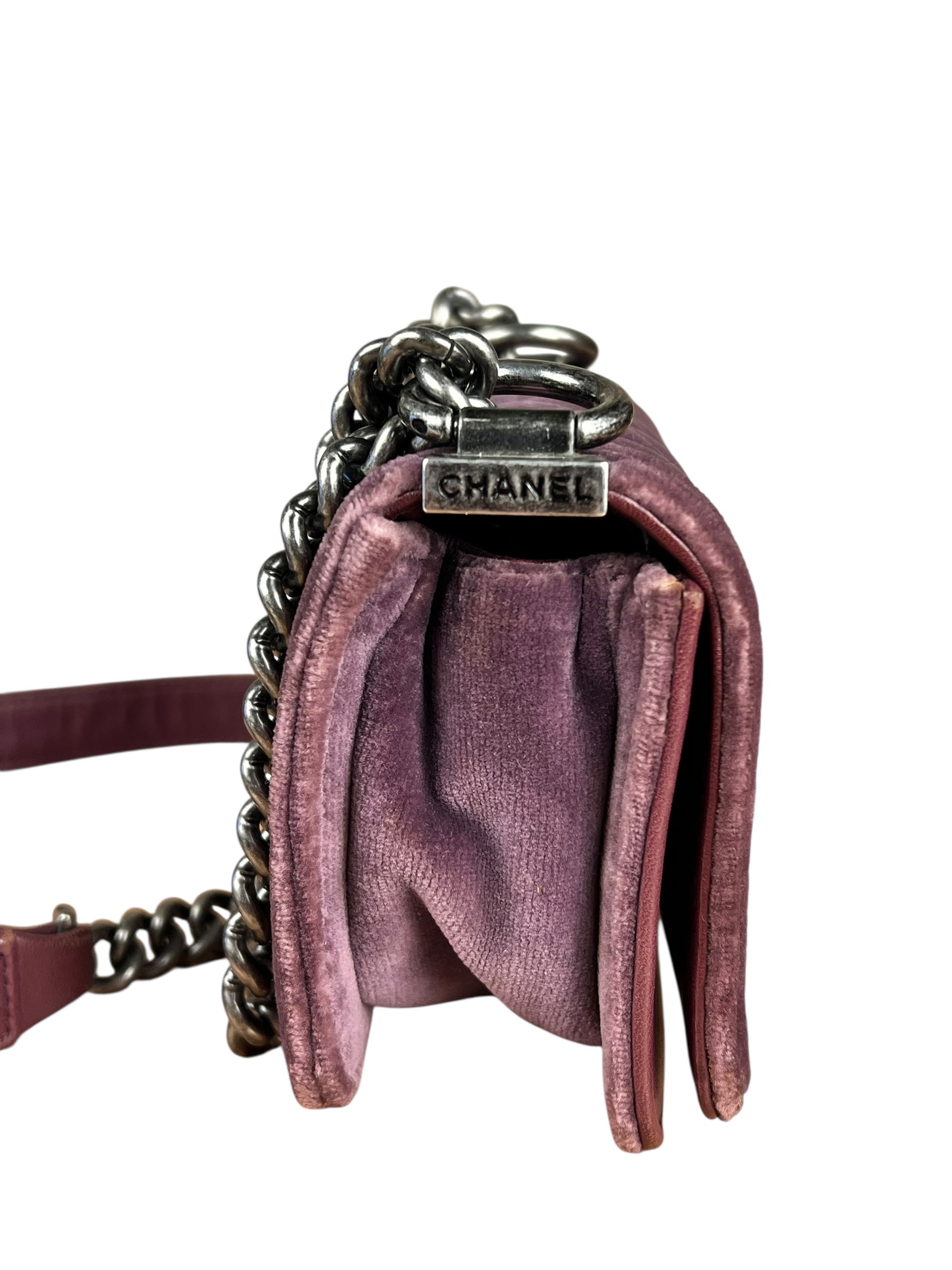 Chanel Purple Velvet Mini Boy Bag 2013