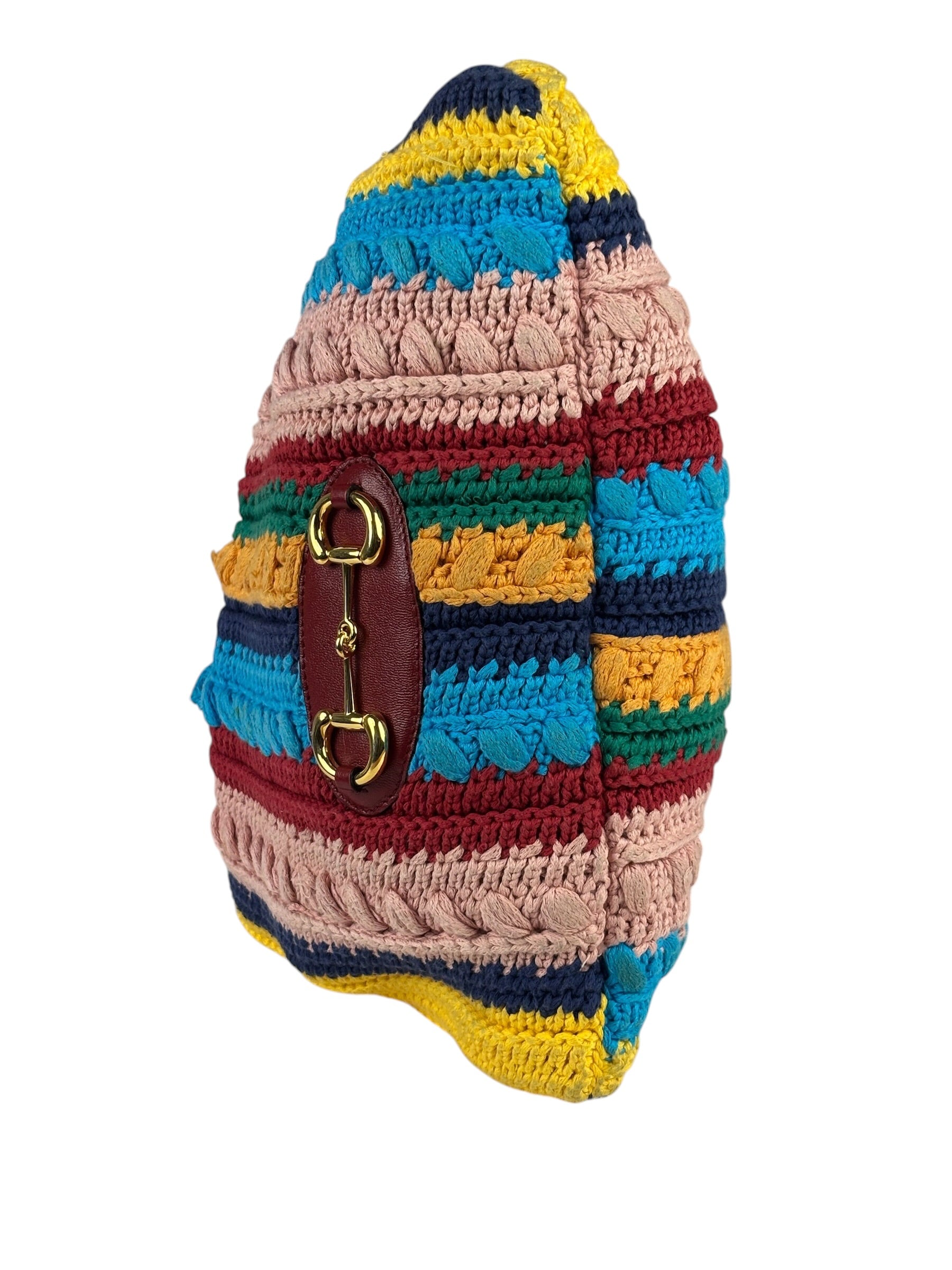 Gucci Horsebit Striped Crochet Tote Bag