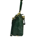 Coach Green Croc-Embossed Ashley Satchel Shoulder Bag