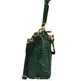 Coach Green Croc-Embossed Ashley Satchel Shoulder Bag