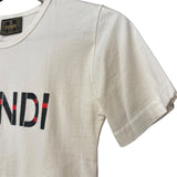 Fendi Vintage White Logo Print Boxy Tee