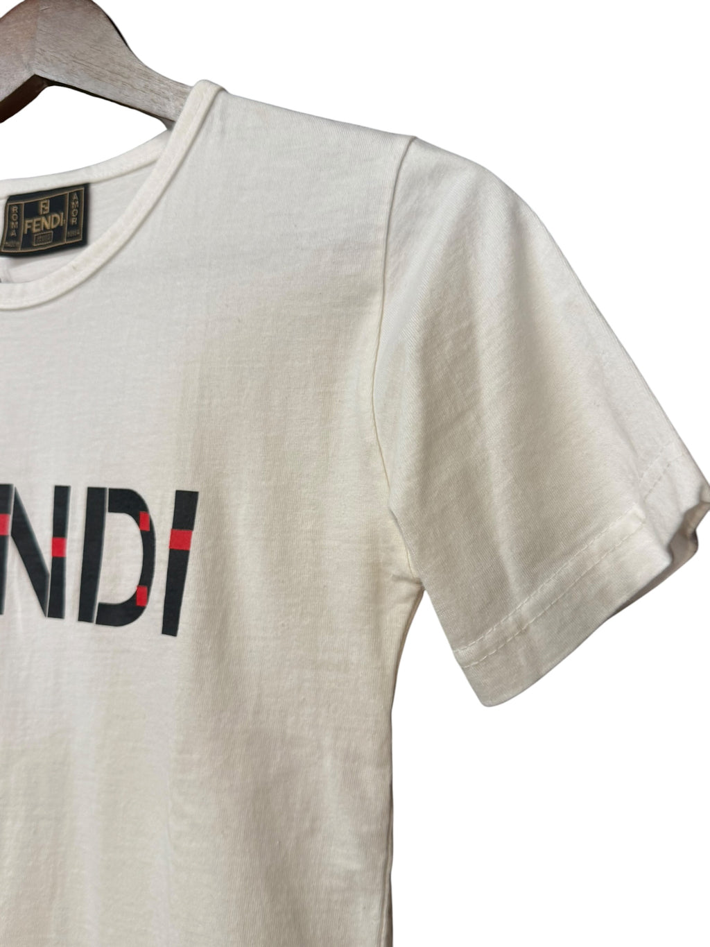 Fendi Vintage White Logo Print Boxy Tee