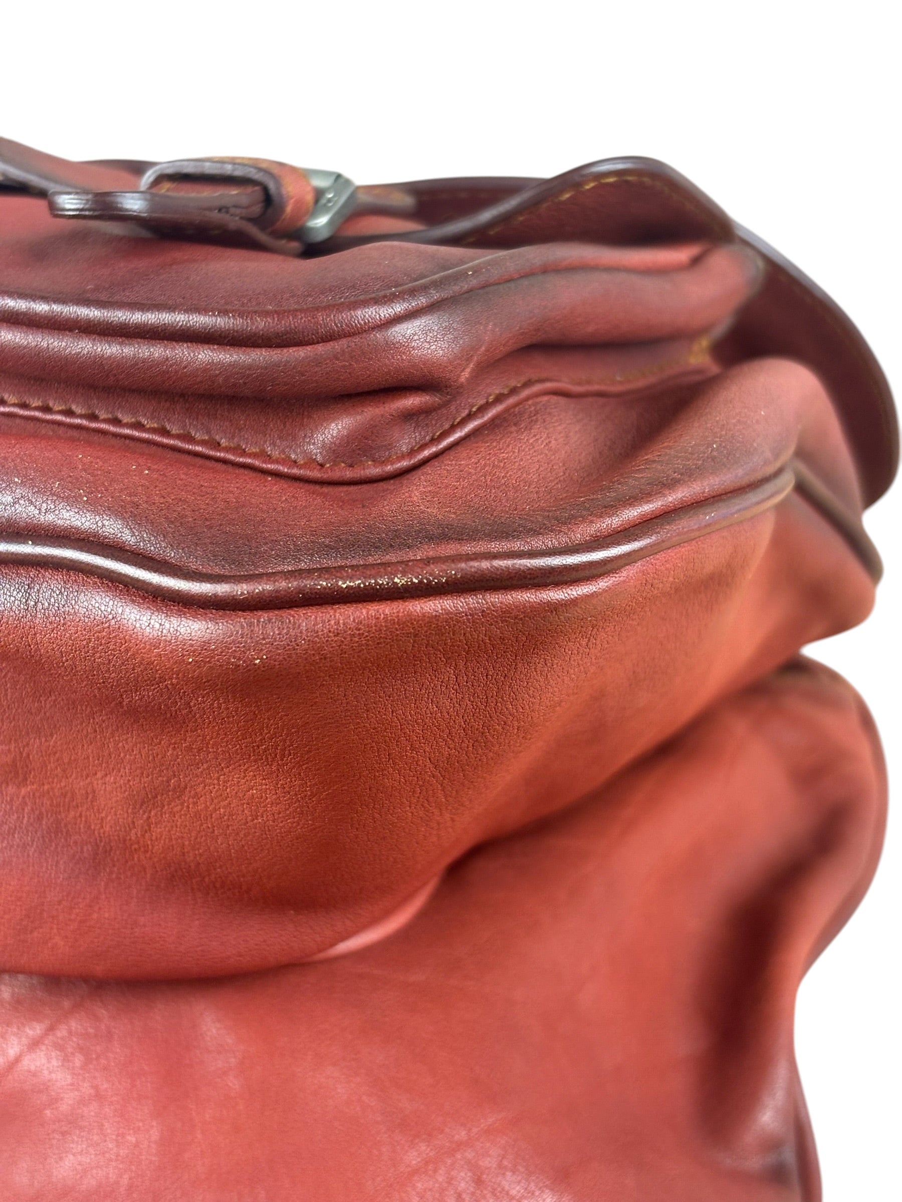 Christian Dior Burgundy Leather Gaucho Saddle Large Shoulder Bag
