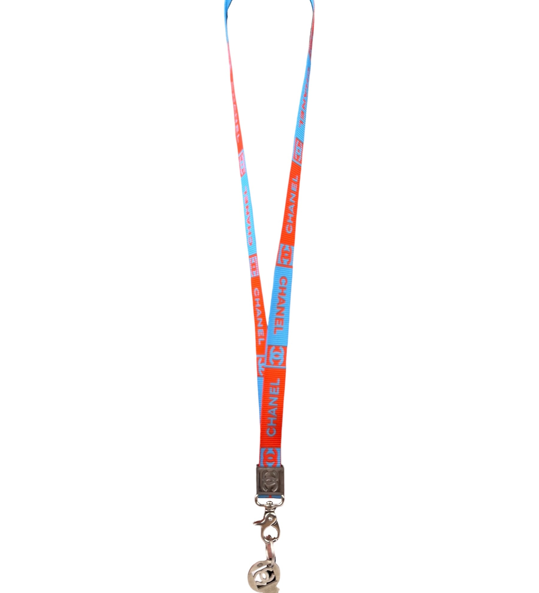 Chanel Coco Mark Nylon Strap Key Lanyard Blue
