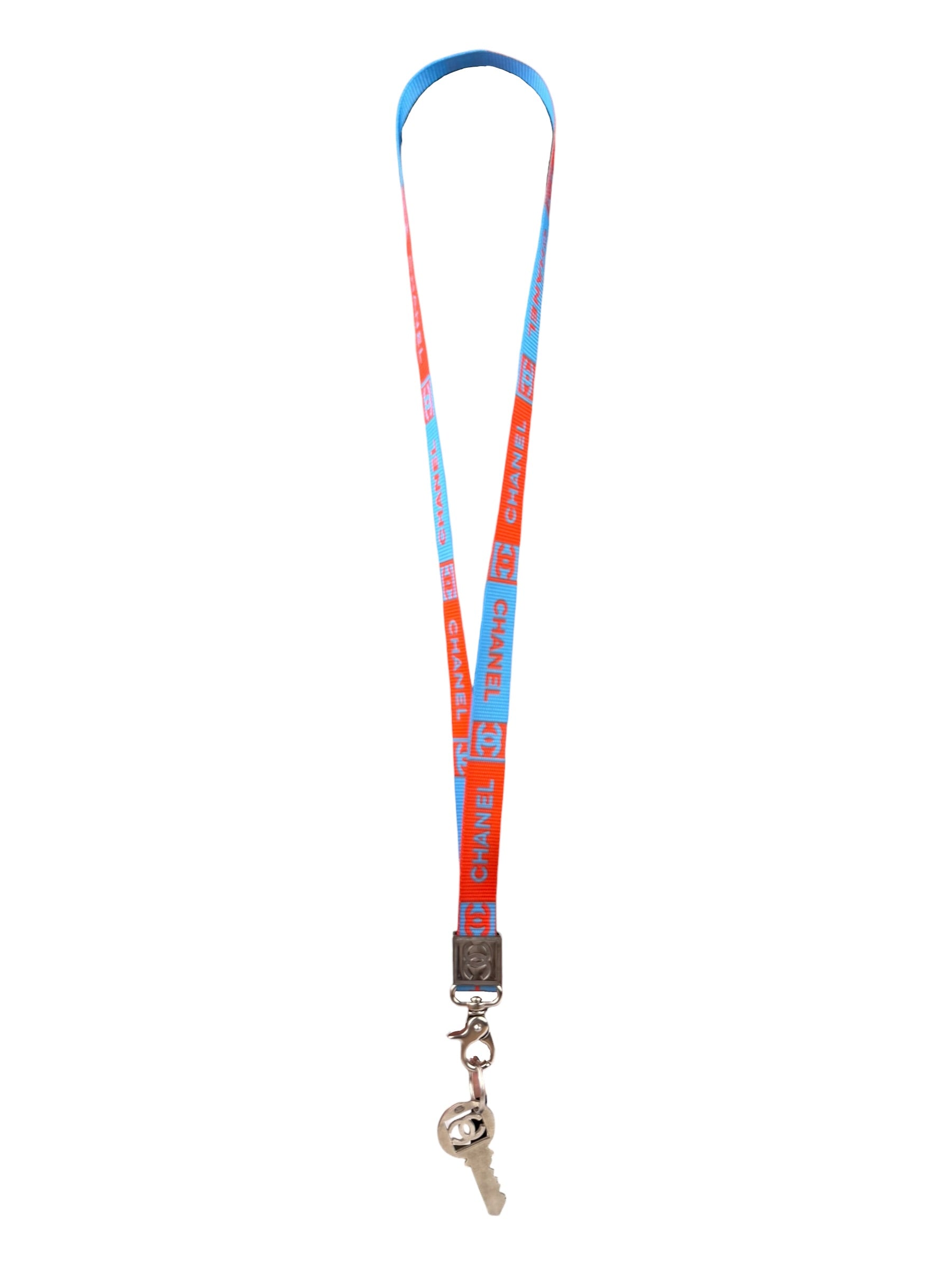 Chanel Coco Mark Nylon Strap Key Lanyard Blue