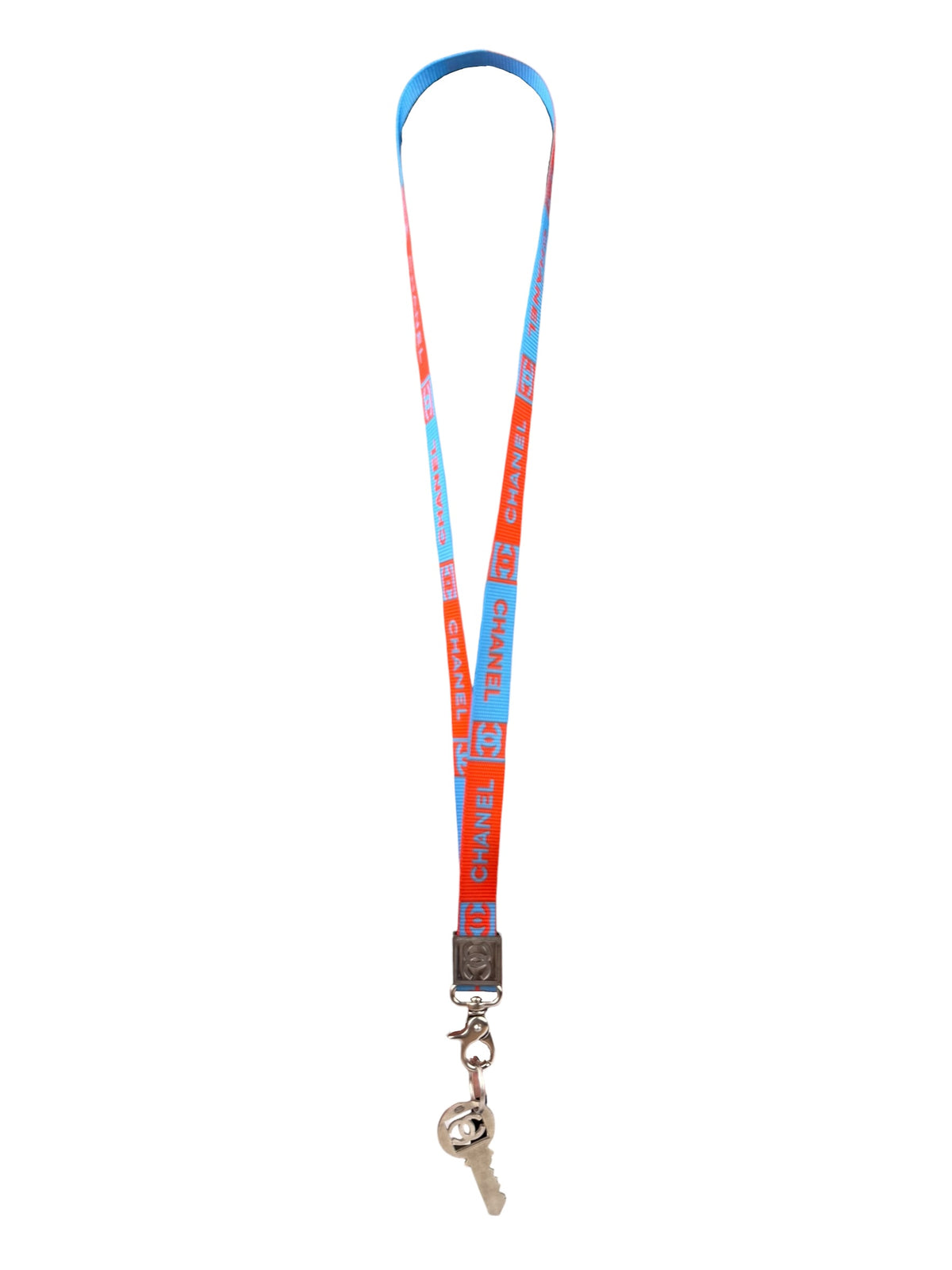 Chanel Coco Mark Nylon Strap Key Lanyard Blue