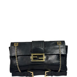 Fendi Black Leather Maxi Baguette