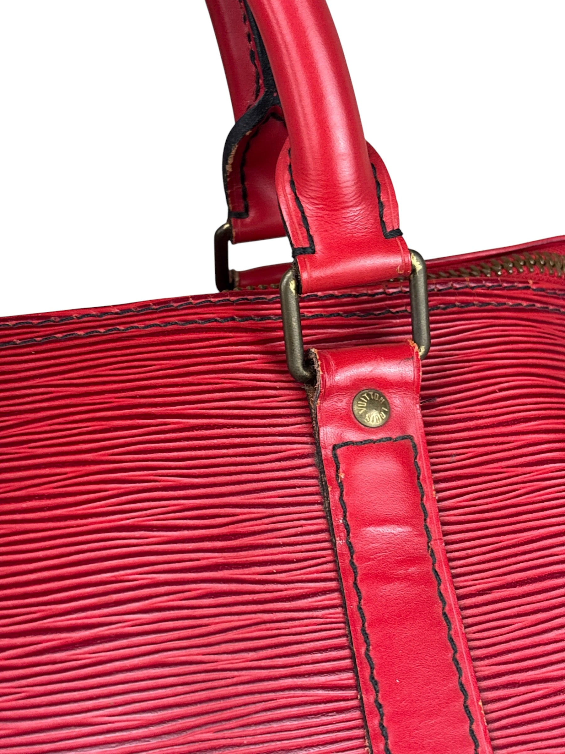 Louis Vuitton Red Epi Keepall Duffel Hand Bag