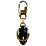 Gucci Vintage Leather/Metal Equestrain Stirrup Keychain
